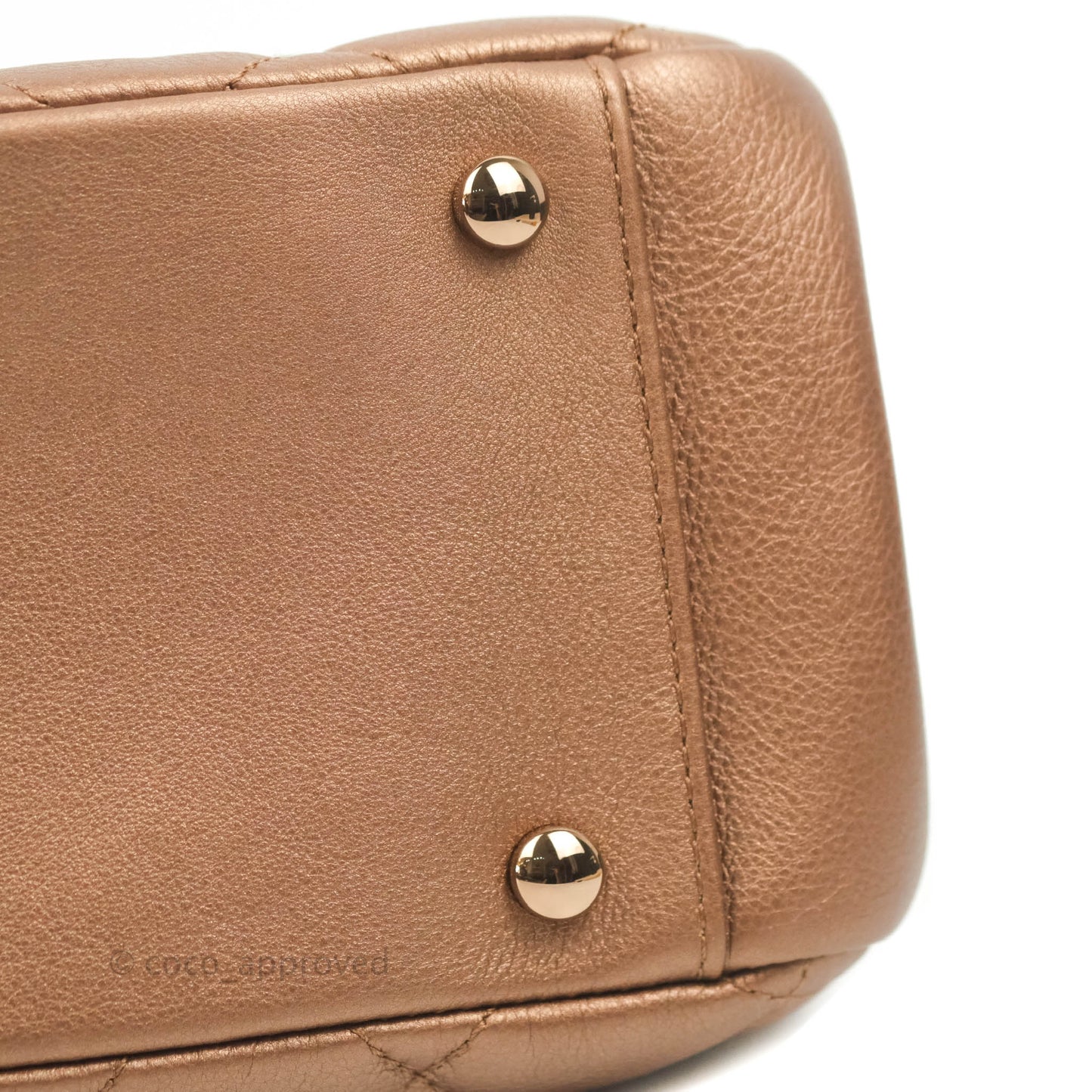 Chanel Iridescent Goatskin Quilted Small CC Eyelet Tote Copper Rose Gold