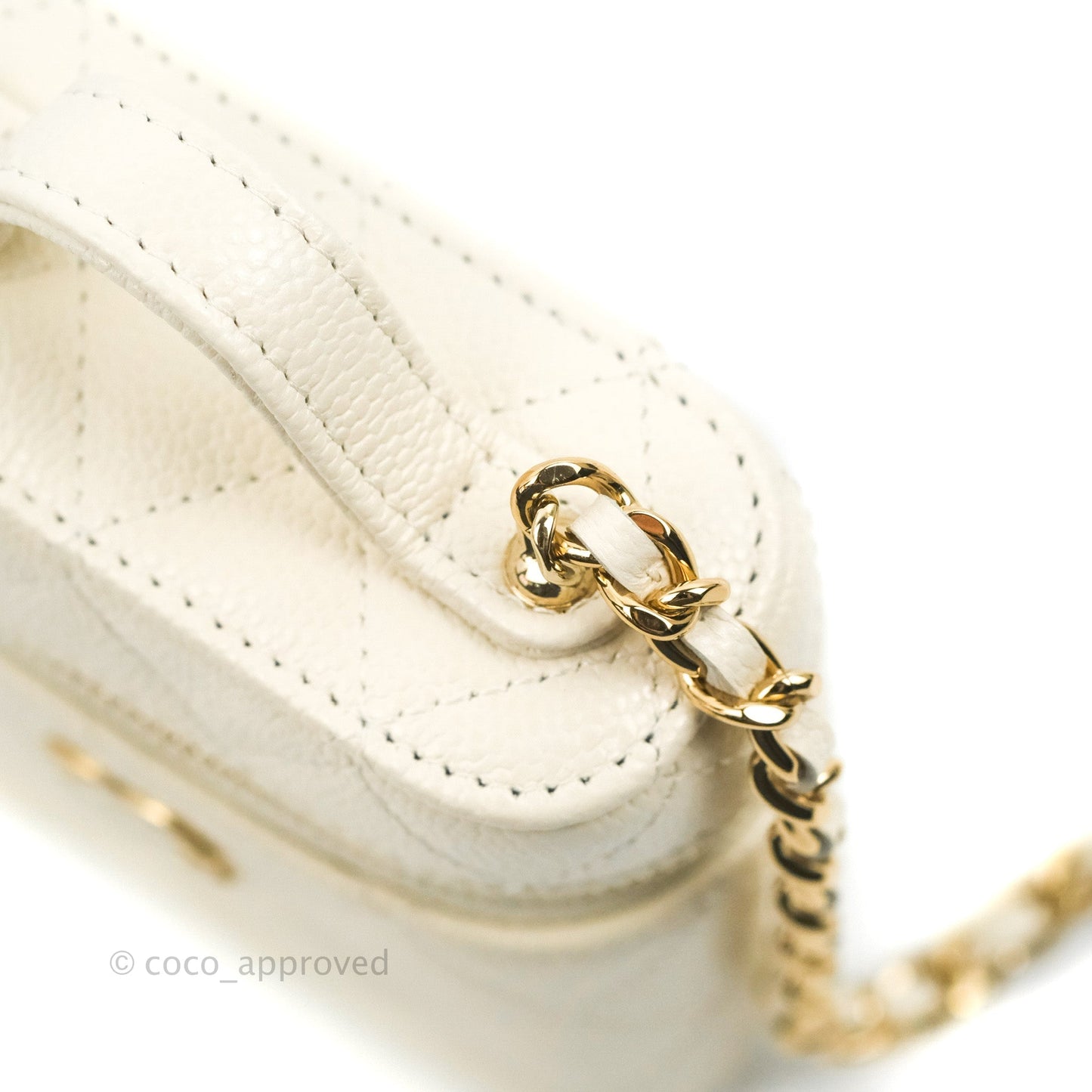 Chanel Quilted Small Handle With Care Vanity Case With Chain Ivory Caviar Gold Hardware