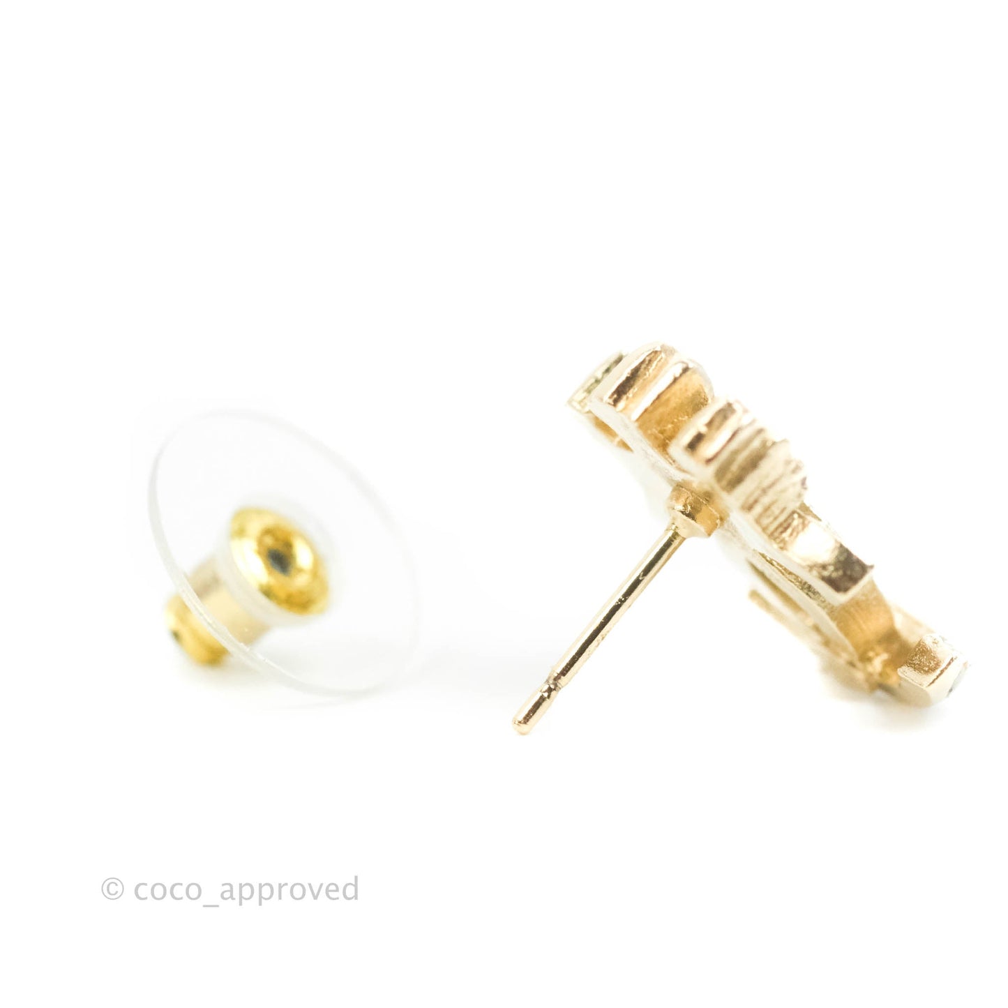 Chanel Crystal CC Crown Earrings Gold