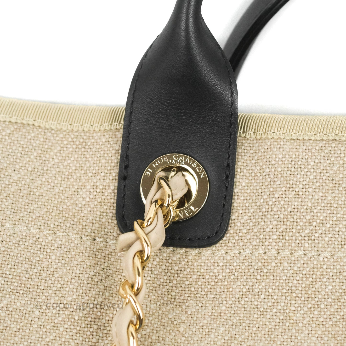 Chanel Large Deauville Black/Taupe Canvas