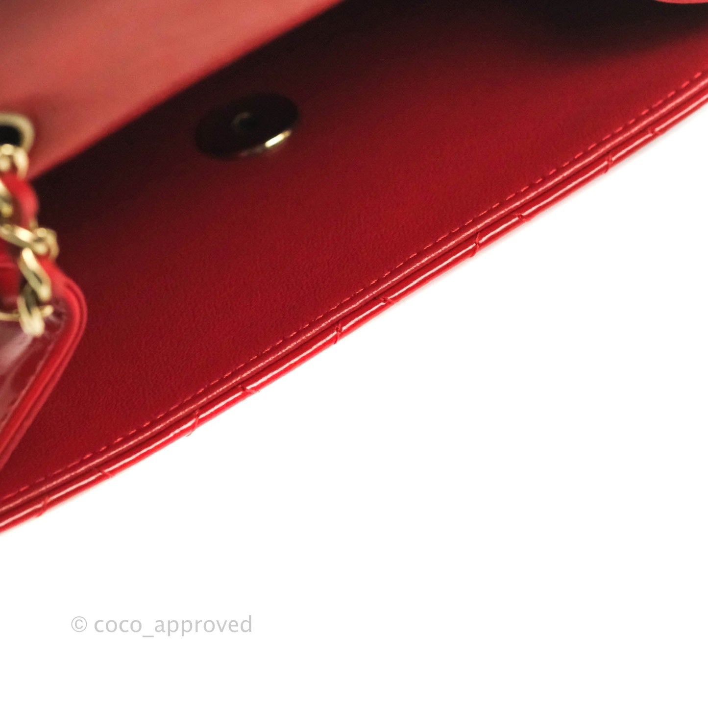Chanel Flat Quilted Mini Flap Red Box Calfskin Gold Hardware
