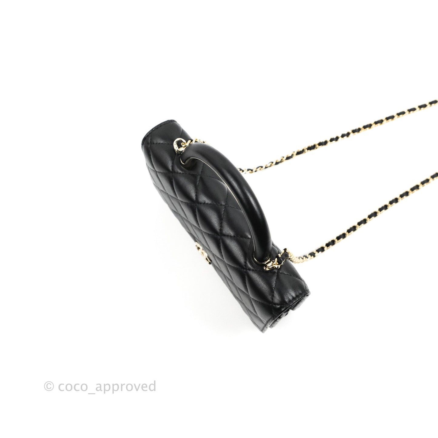 Chanel Quilted Top Handle Wallet on Chain WOC Black Lambskin Gold Hardware