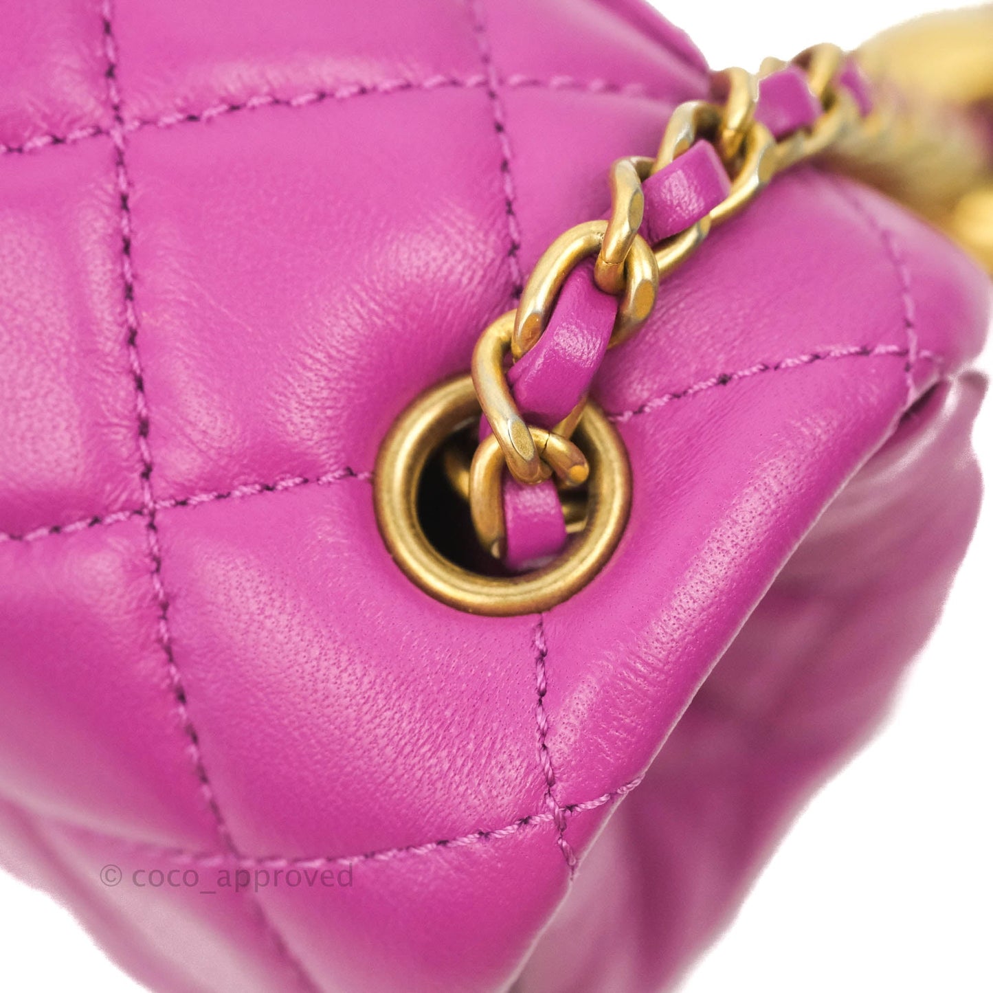 Chanel Mini Rectangular Pearl Crush Quilted Purple Lambskin Aged Gold Hardware