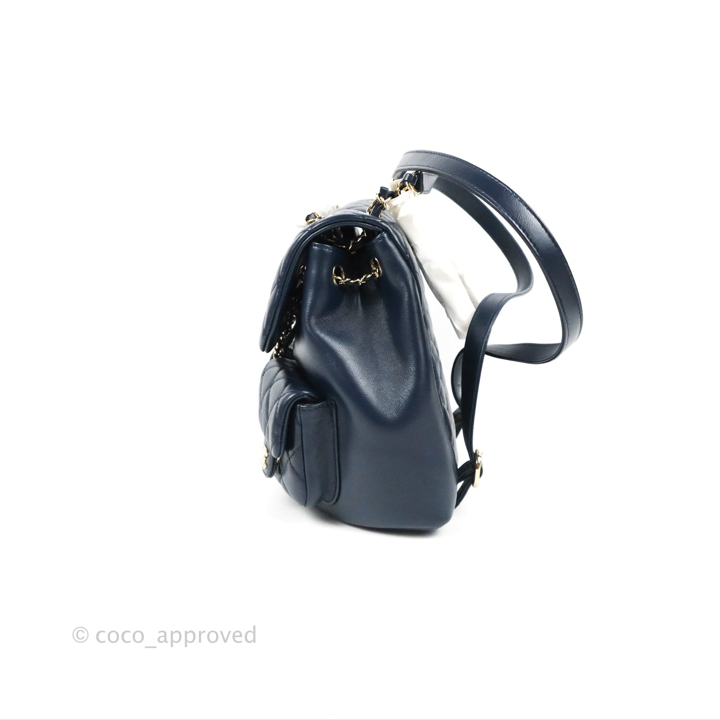 Chanel Duma Backpack Medium Navy Calfskin Gold Hardware 23P