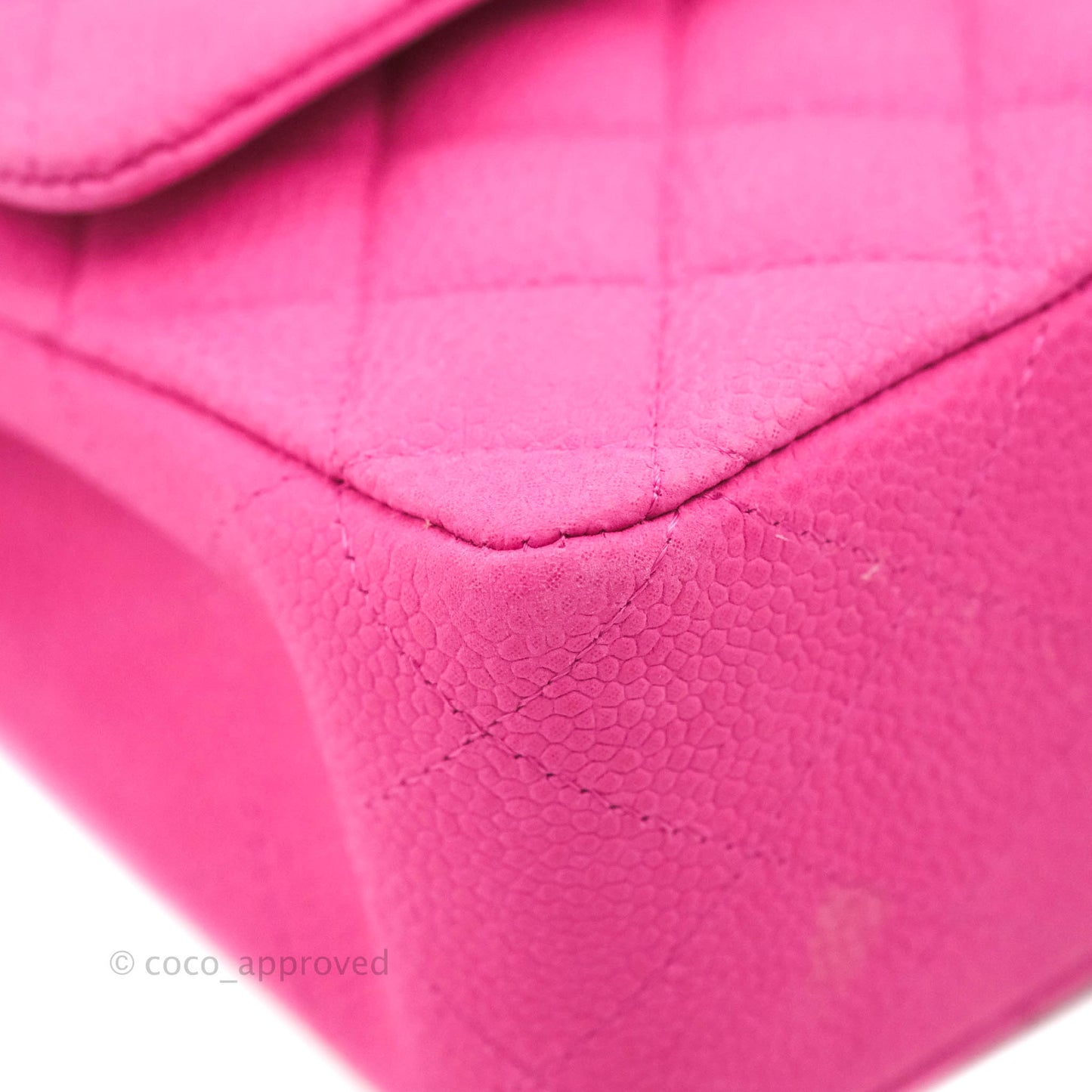 Chanel Classic M/L Medium Flap Quilted Pink Matte Caviar Silver Hardware