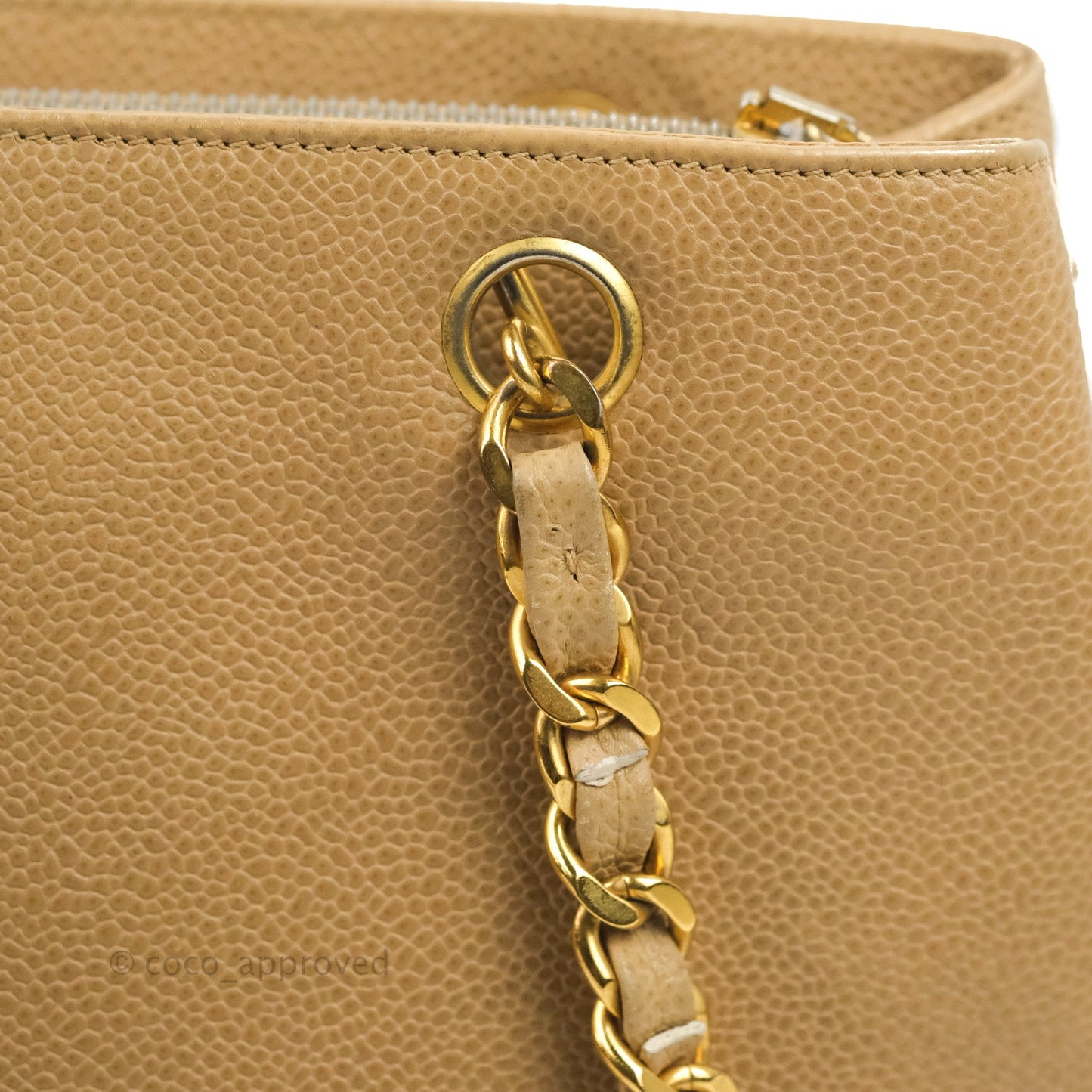 Chanel Vintage Tote Beige Caviar 24K Gold Hardware