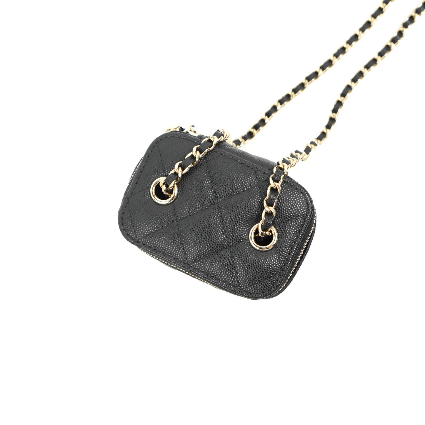 Chanel Mini Vanity With Chain Black Caviar Gold Hardware