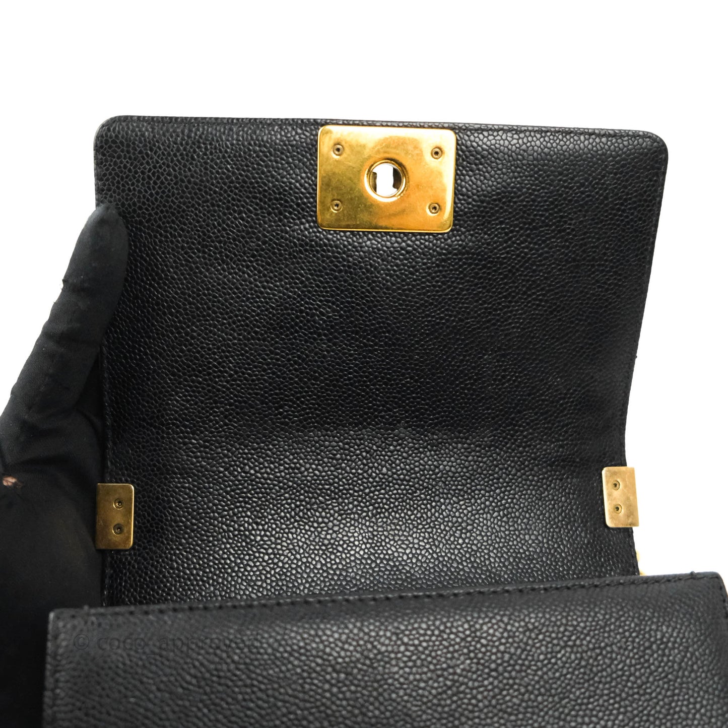 Chanel Quilted Small Boy Black Caviar Aged Gold Hardware