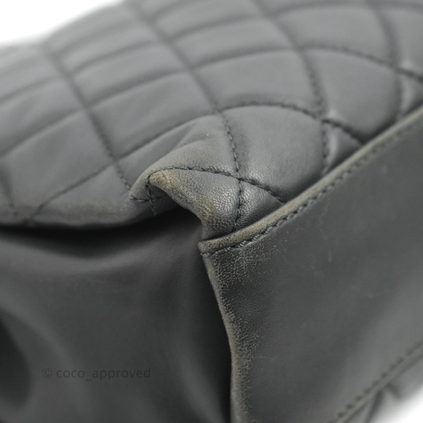 Chanel Quilted Jumbo Coco Loop Flap Dark Grey Lambskin Silver Hardware