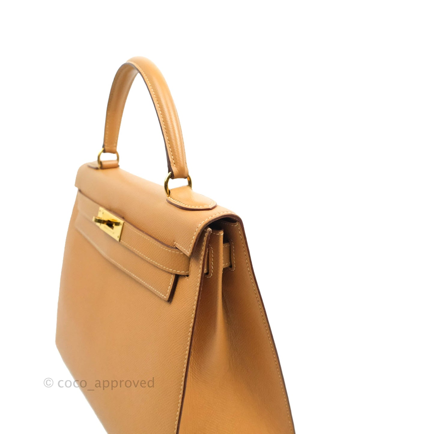 Hermès Vintage Kelly 28 Gold Natural Courchevel Sellier Gold Hardware