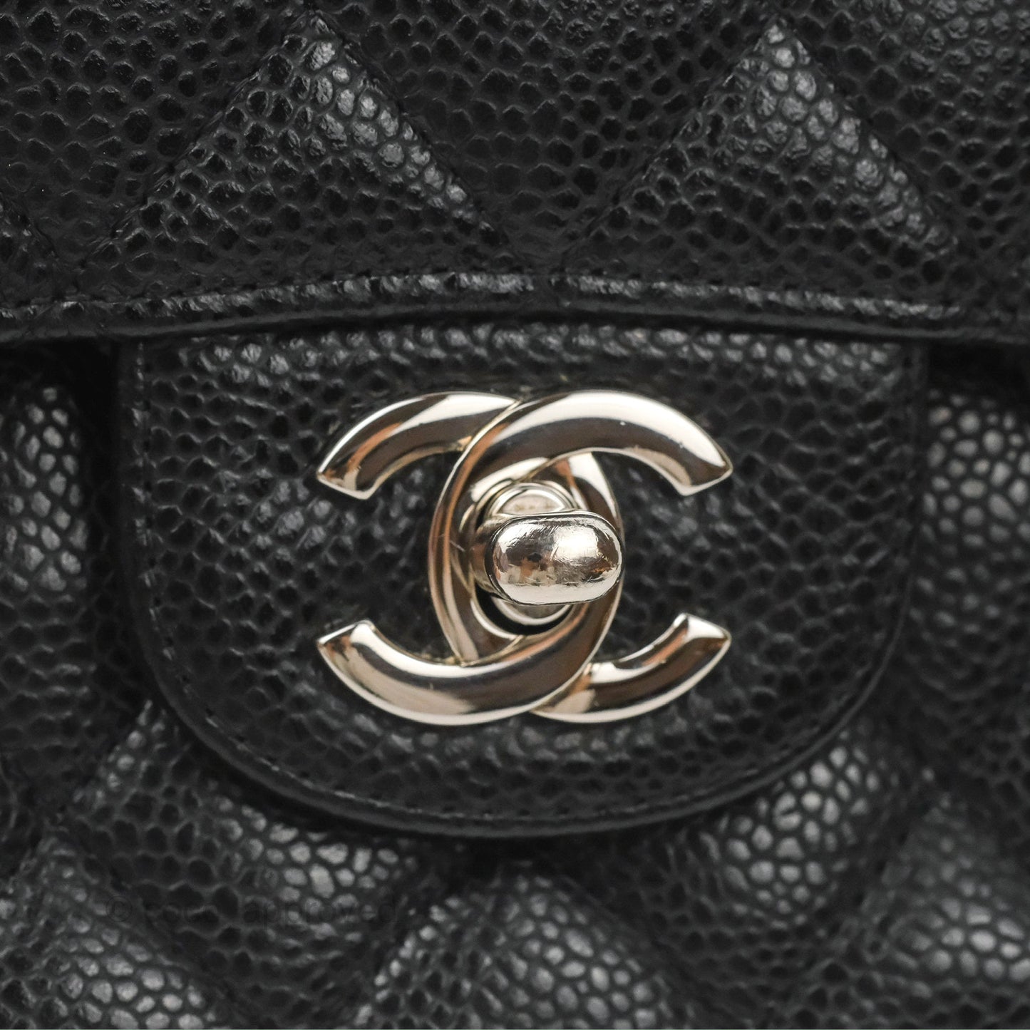 Chanel Classic M/L Medium Flap Quilted Black Caviar Silver Hardware