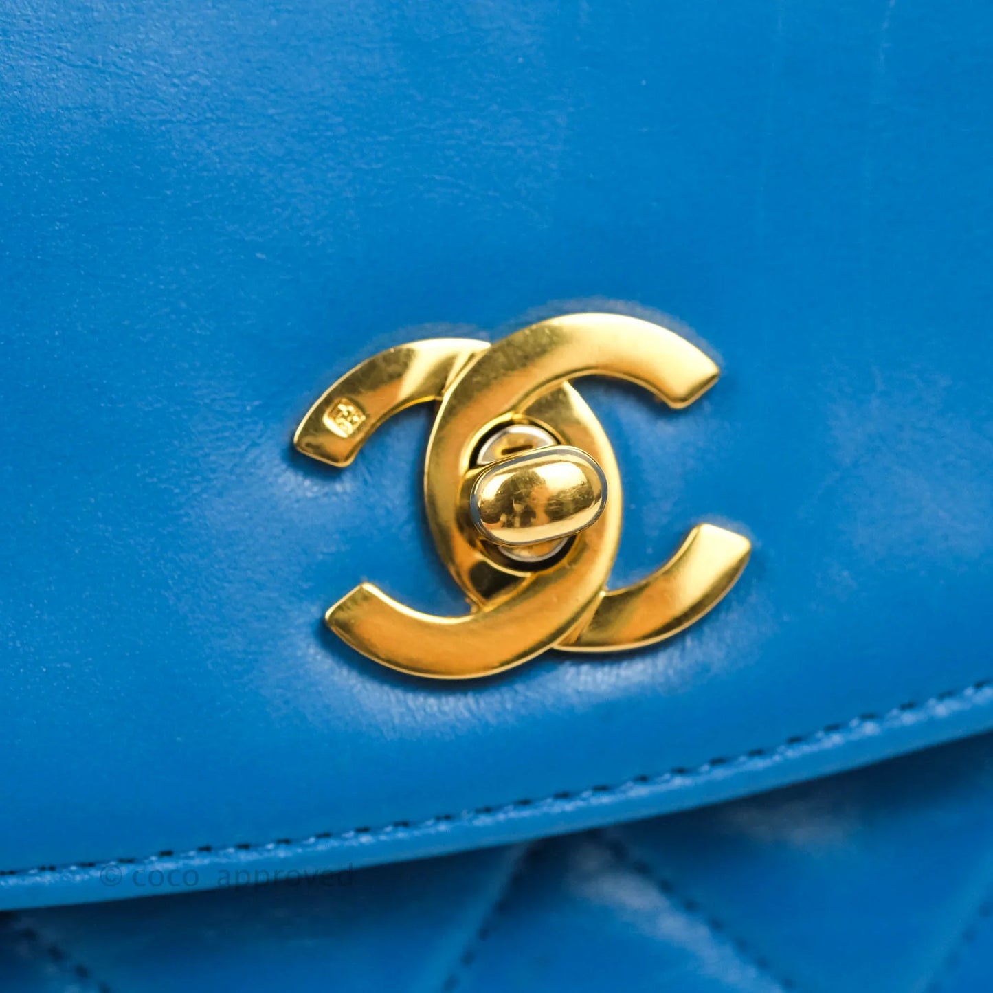 Chanel Vintage Trapezoid Flap Bag Blue Lambskin 24K Gold Hardware