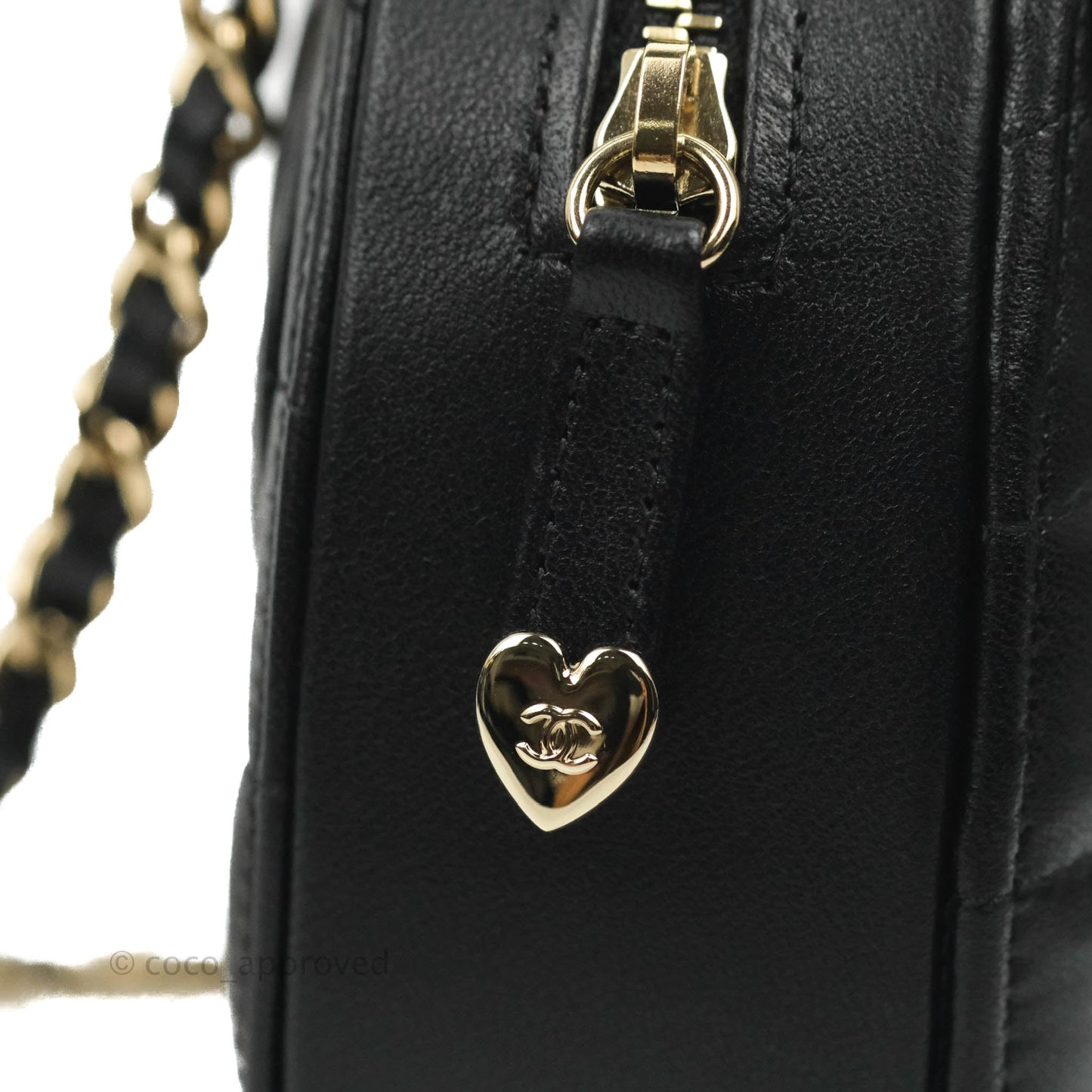 Chanel Small Heart Bag Black Lambskin Gold Hardware 22S