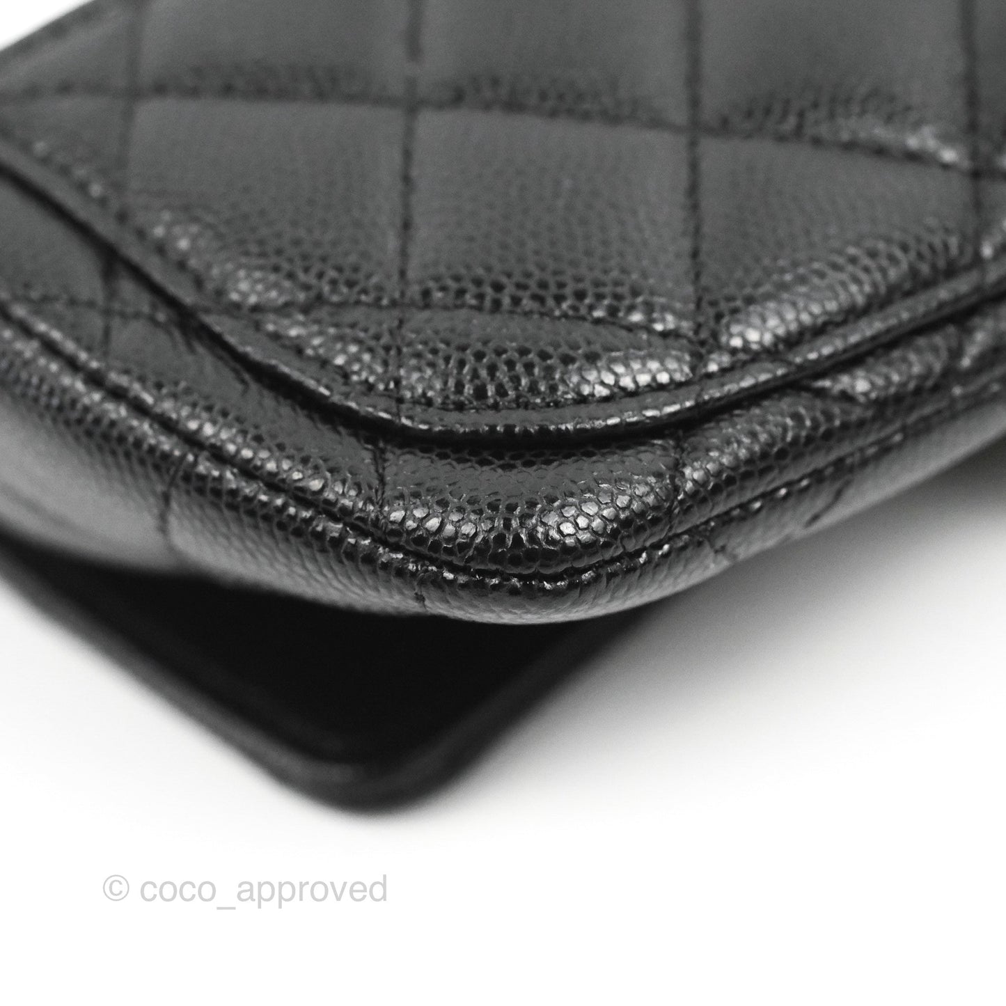 Chanel Quilted Case With Chain Black Caviar Gold Hardware