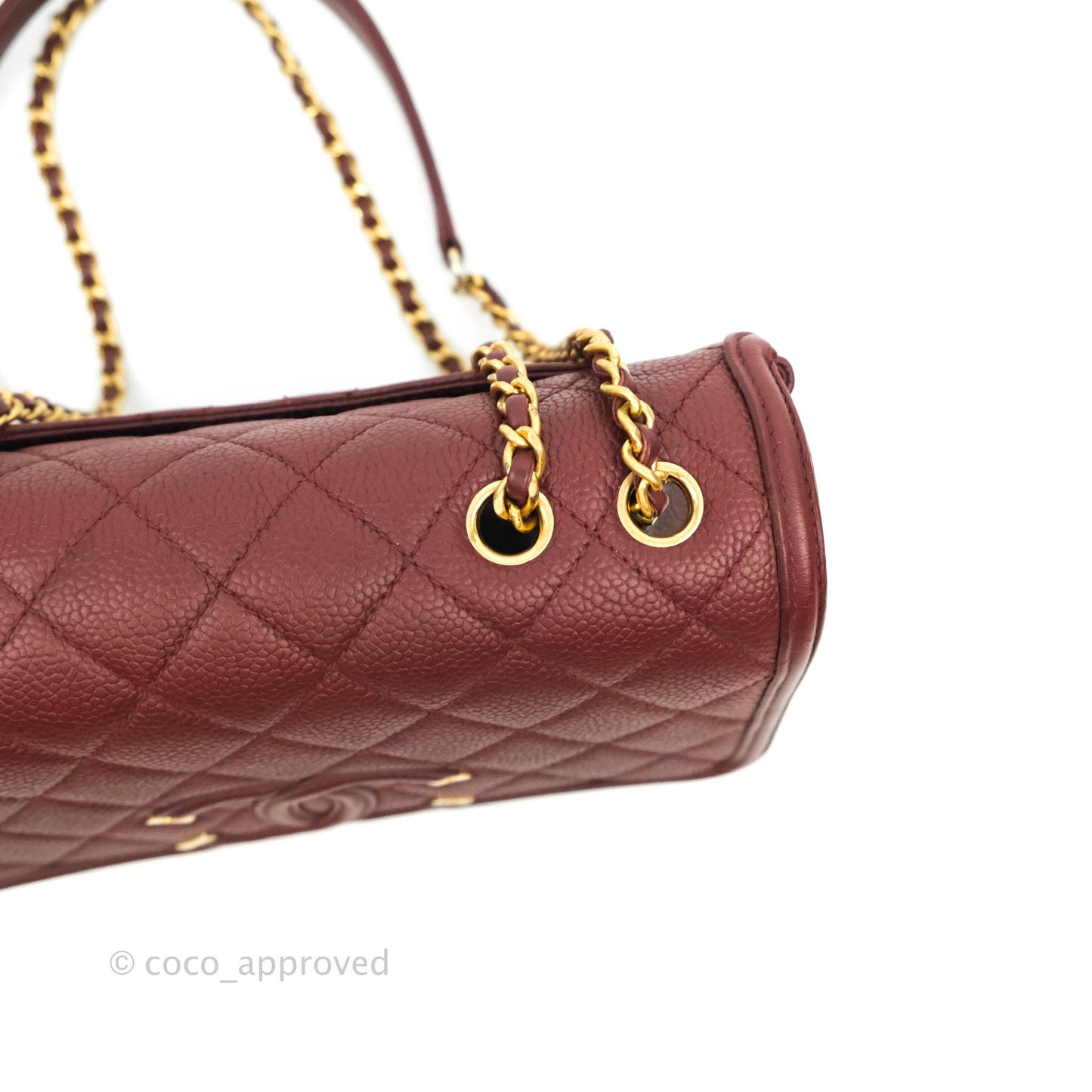 Chanel Quilted Small CC Filigree Flap Burgundy Caviar