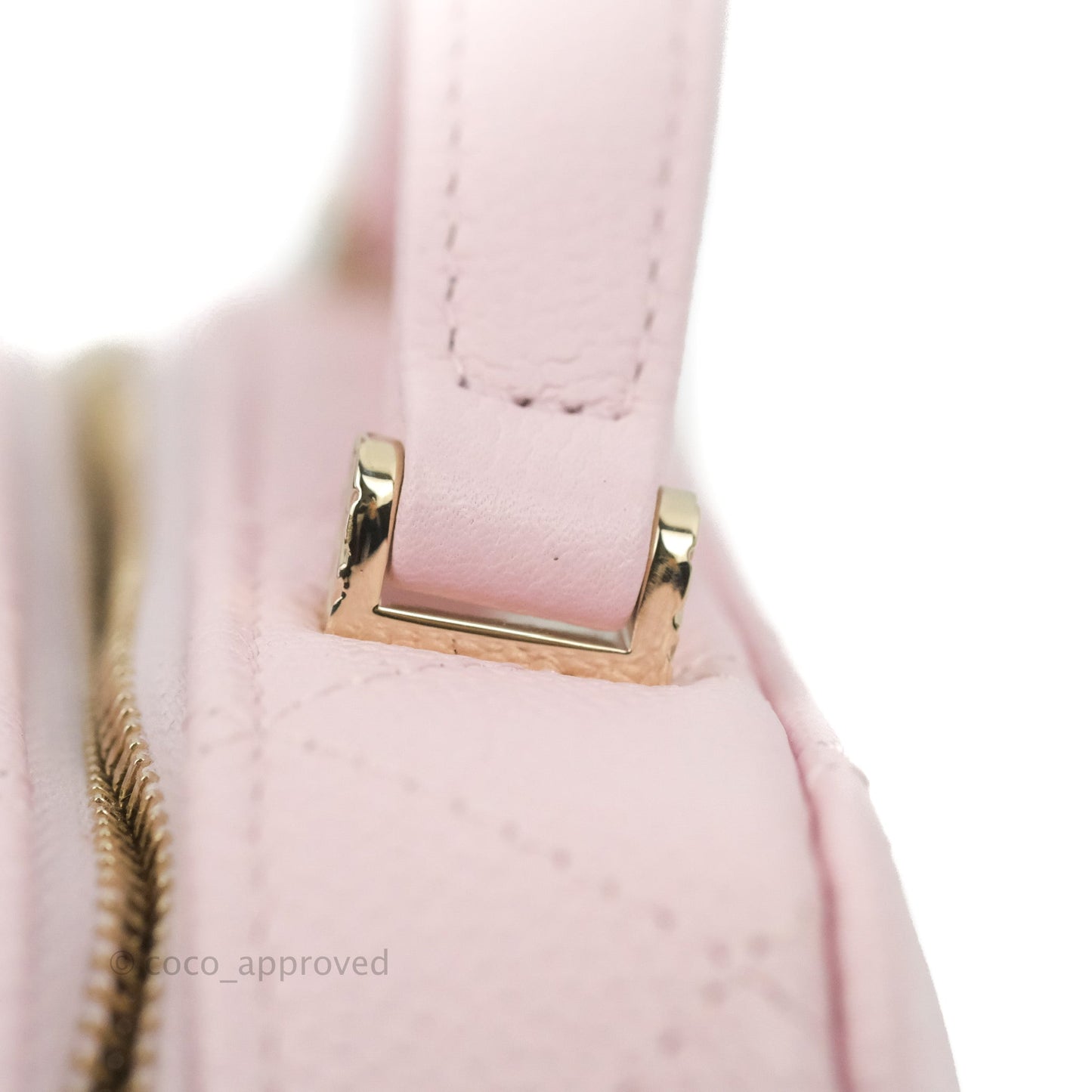 Chanel Quilted Top Handle Vanity Case Caviar Light Pink Gold Hardware