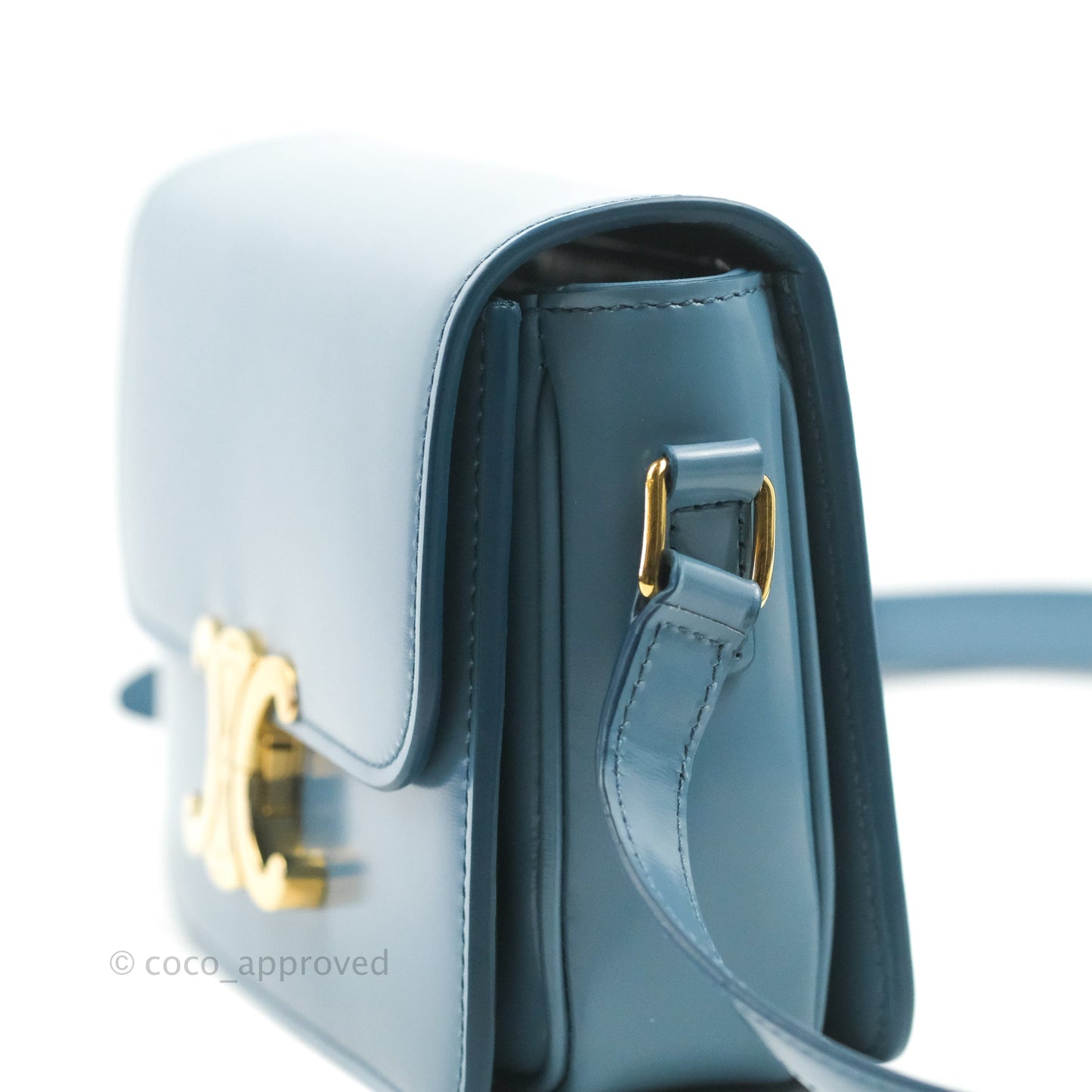 Celine Teen Triomphe Bag Shiny Calfskin Denim Blue