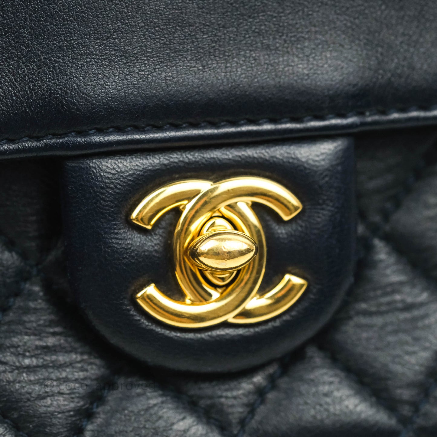 Chanel Flat Flap Bag With Chain Navy Calfskin Gold Hardware
