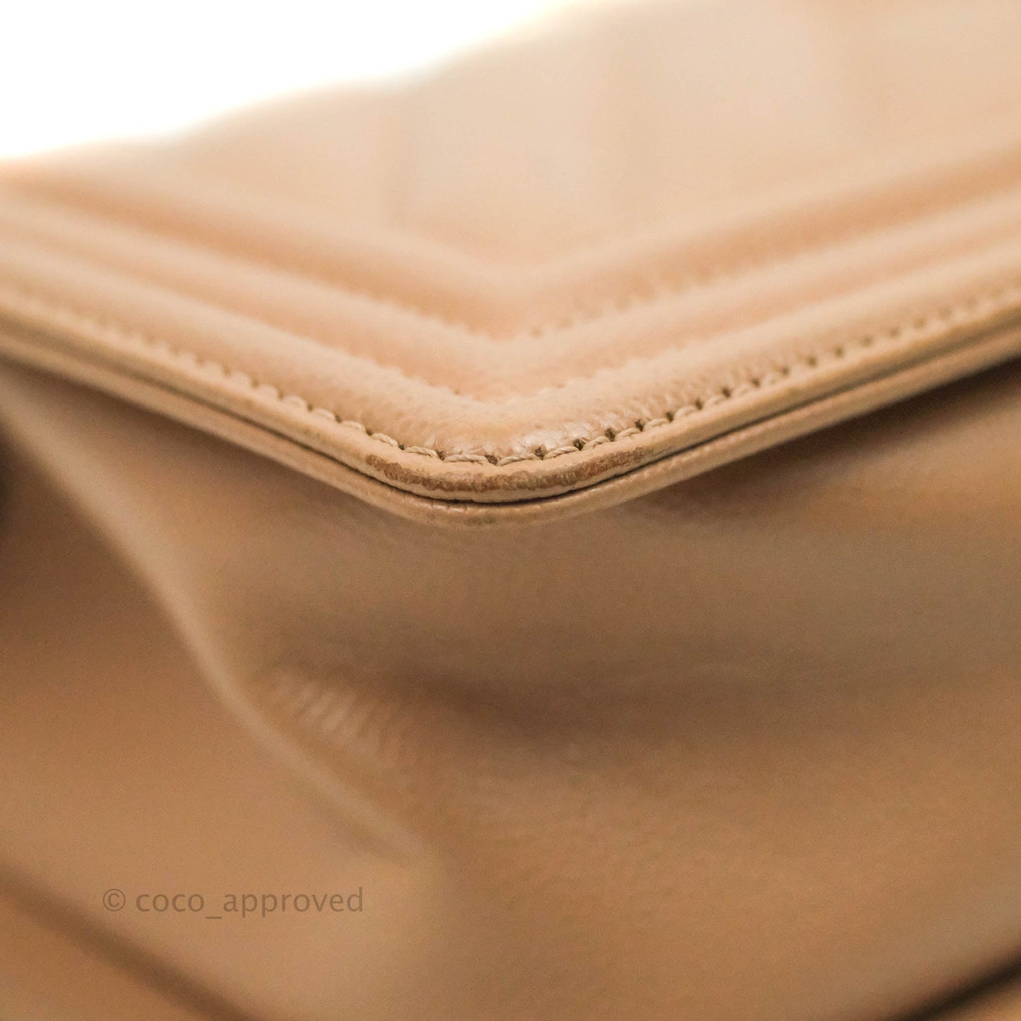 Chanel Small Chevron Boy Dark Beige Caviar Gold Hardware