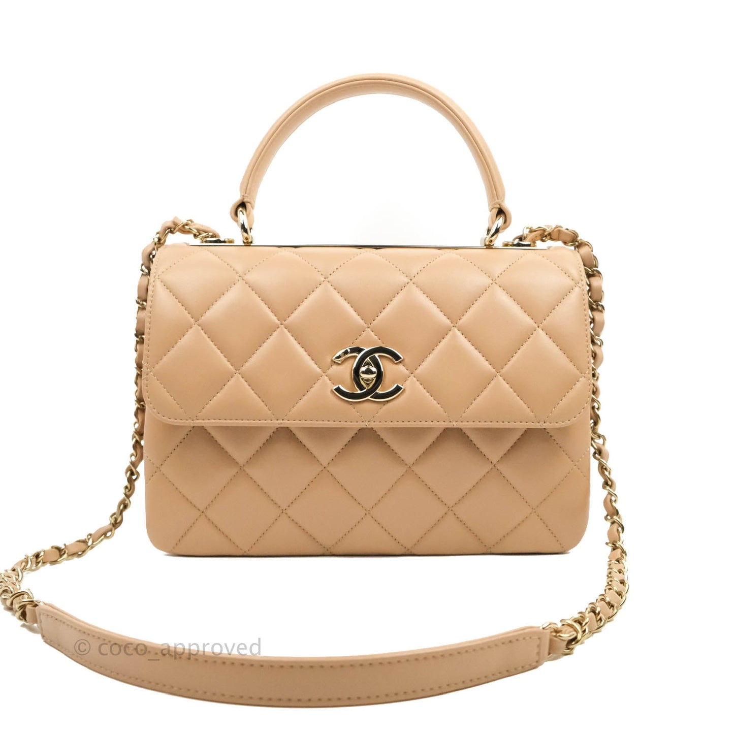 Chanel Trendy CC Small Beige Lambskin Gold Hardware 22S