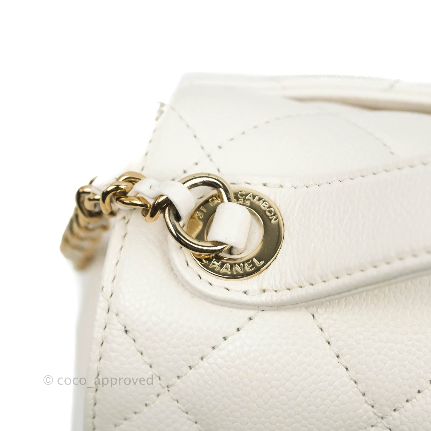 Chanel Quilted Small Business Affinity Flap White Caviar Gold Hardware