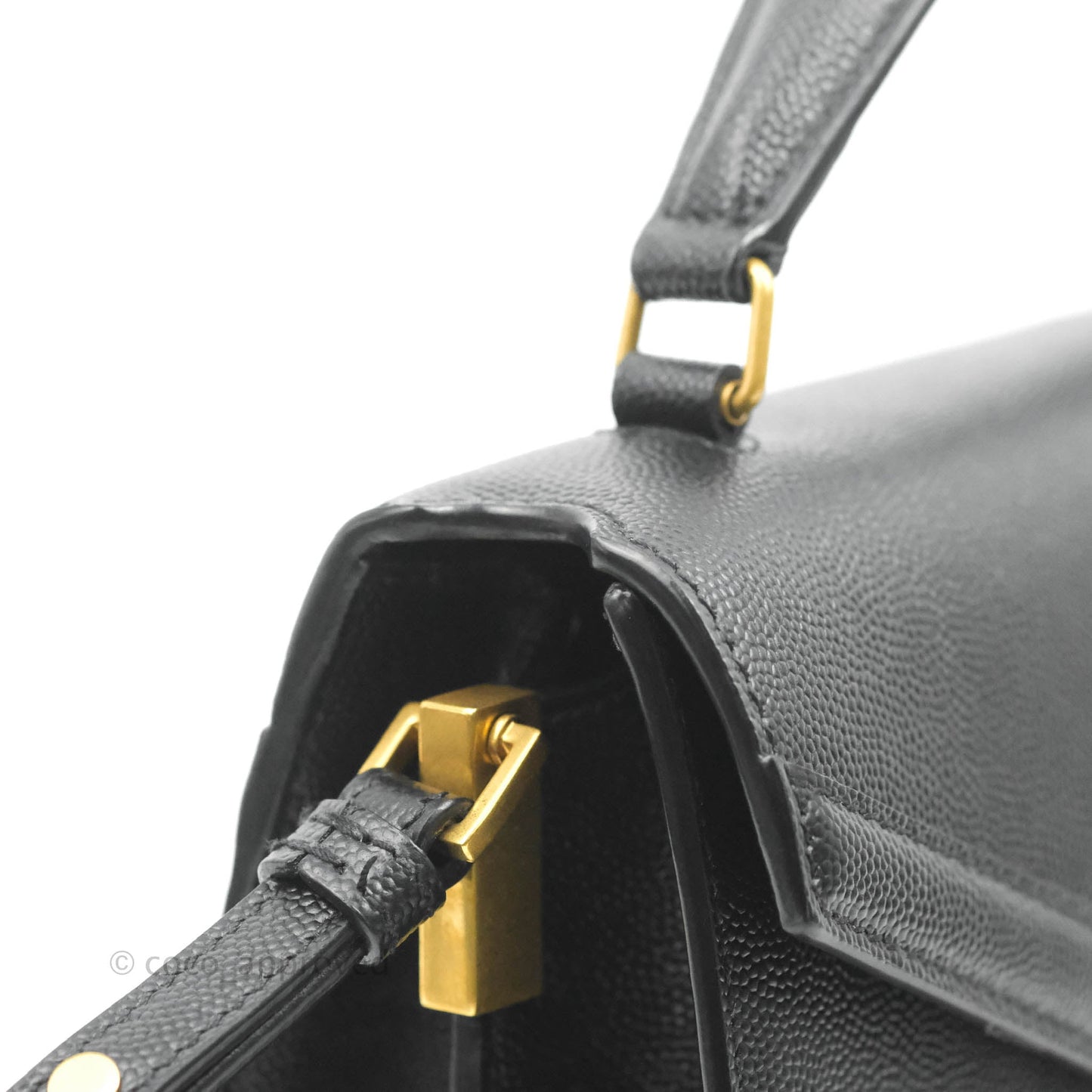 Saint Lauren Cassandra Mini Top Handle Bag Black Grained Calfskin