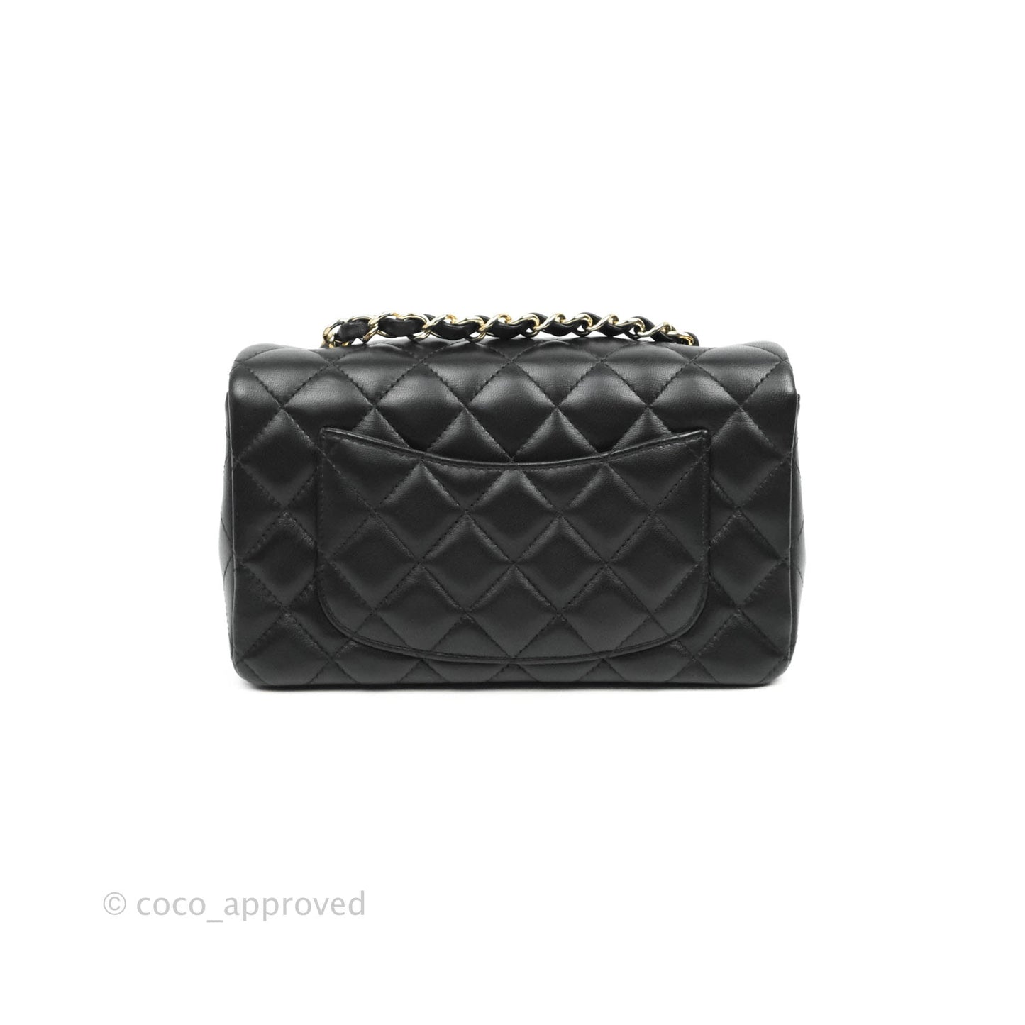 Chanel Quilted Mini Rectangular Flap Black Lambskin Gold Hardware