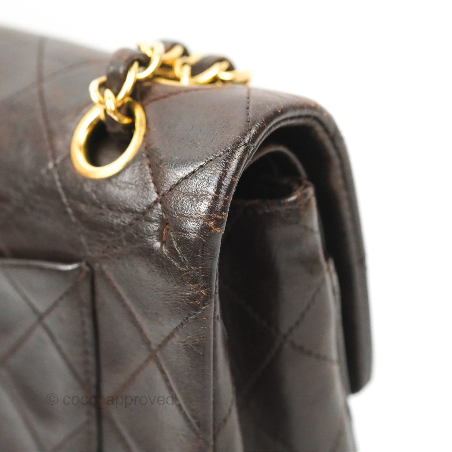 Chanel Vintage Small Classic Flap Brown Lambskin 24K Gold Hardware