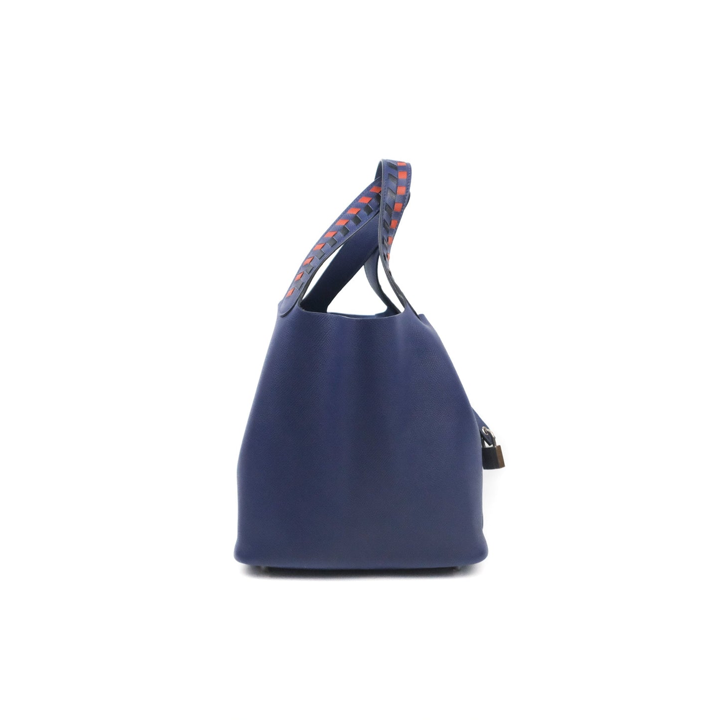 Hermès Tressage De Cuir Picotin Lock 22 Bleu Encre/Brique/Black Epsom Palladium Hardware