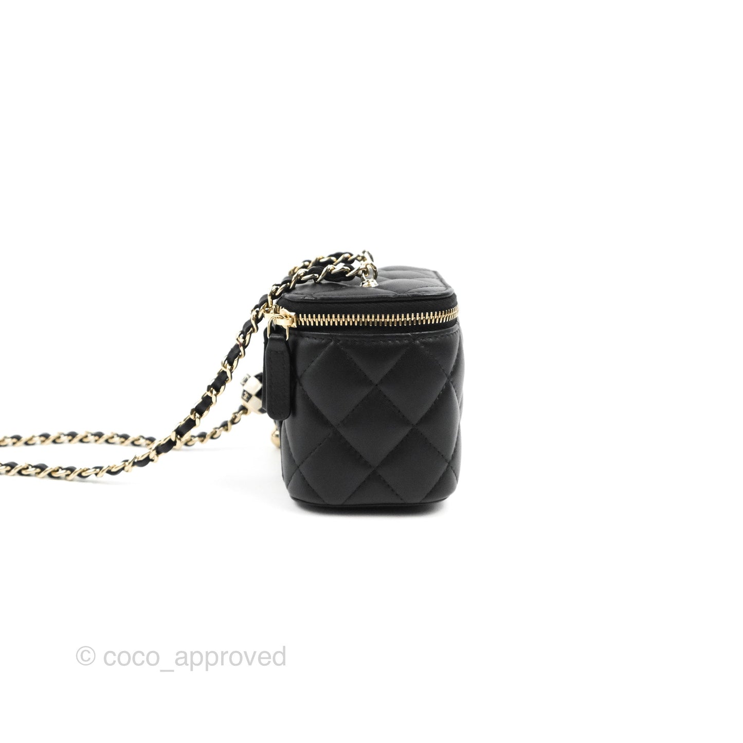 Chanel Mini Ball Crush Vanity With Chain Black Lambskin Gold Hardware