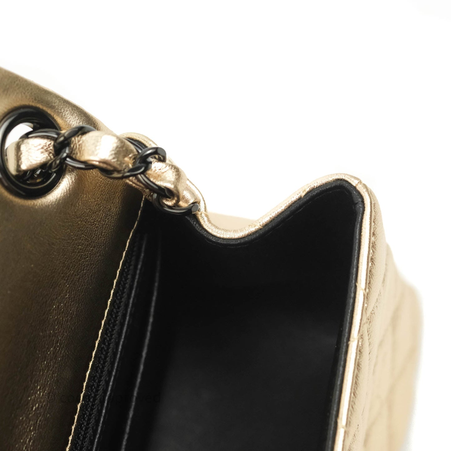 Chanel Mini Square Quilted Gold Calfskin Black Hardware