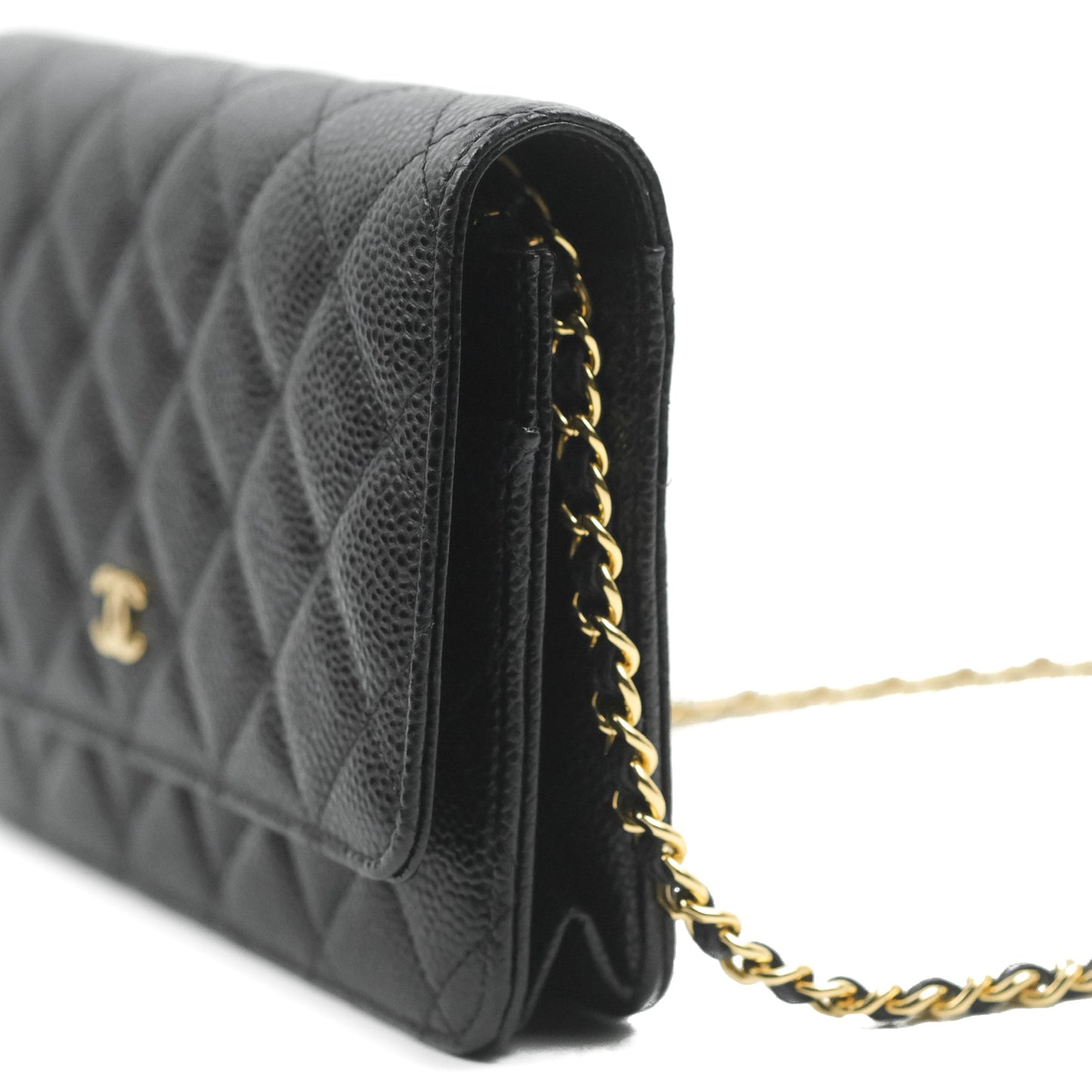 Chanel Quilted CC Chain Wallet on Chain WOC Black Caviar Gold Hardware