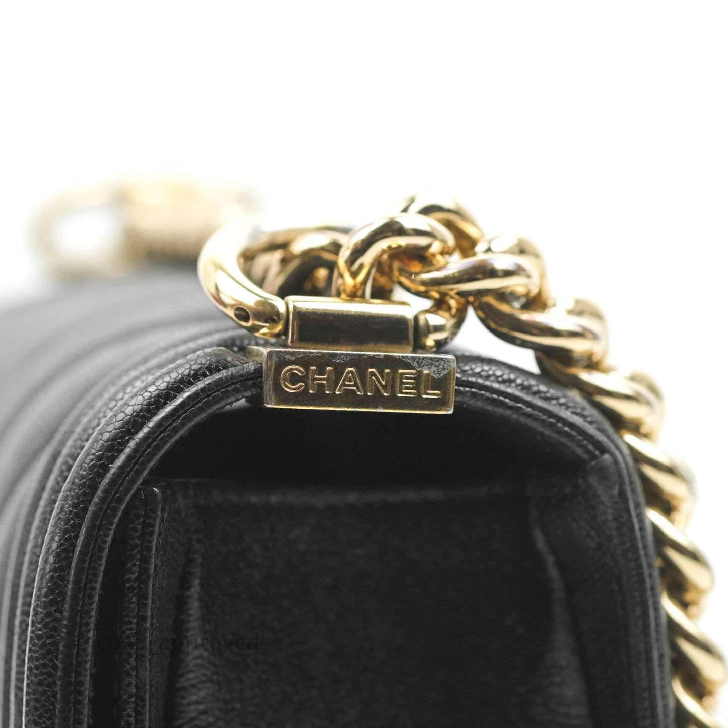Chanel Small Boy Chevron Black Caviar Gold Hardware