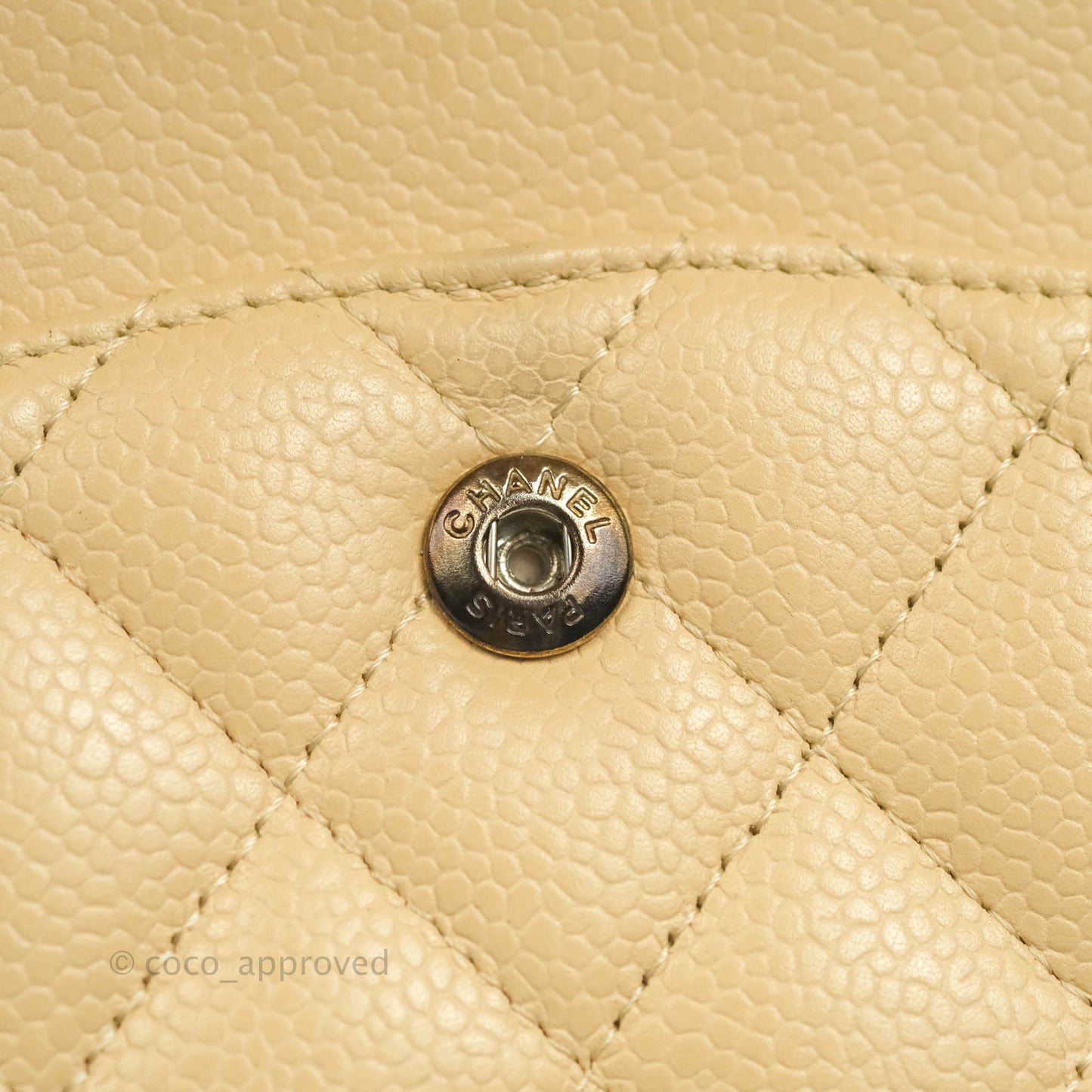Chanel Classic M/L Medium Flap Quilted Beige Caviar Silver Hardware