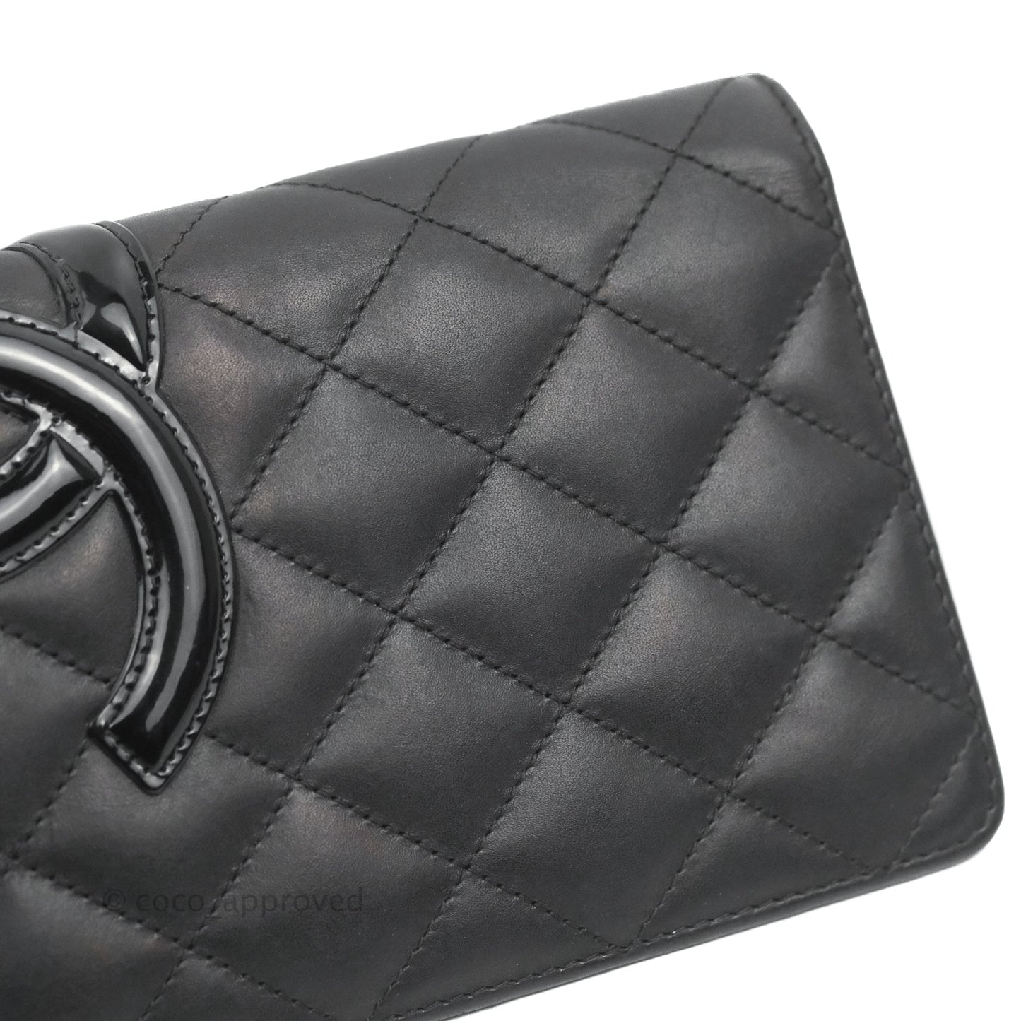Chanel Quilted Cambon Yen Wallet Black Calfskin Silver Hardware