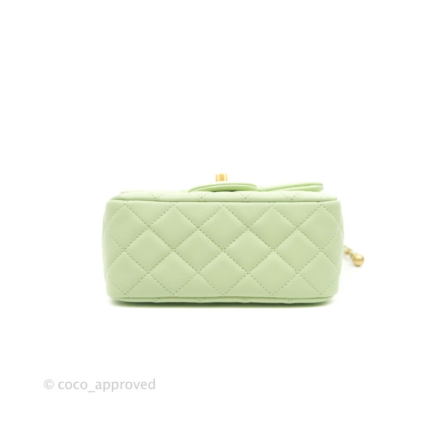 Chanel Pearl Crush Mini Square Quilted Avocado Green Lambskin Aged Gold Hardware