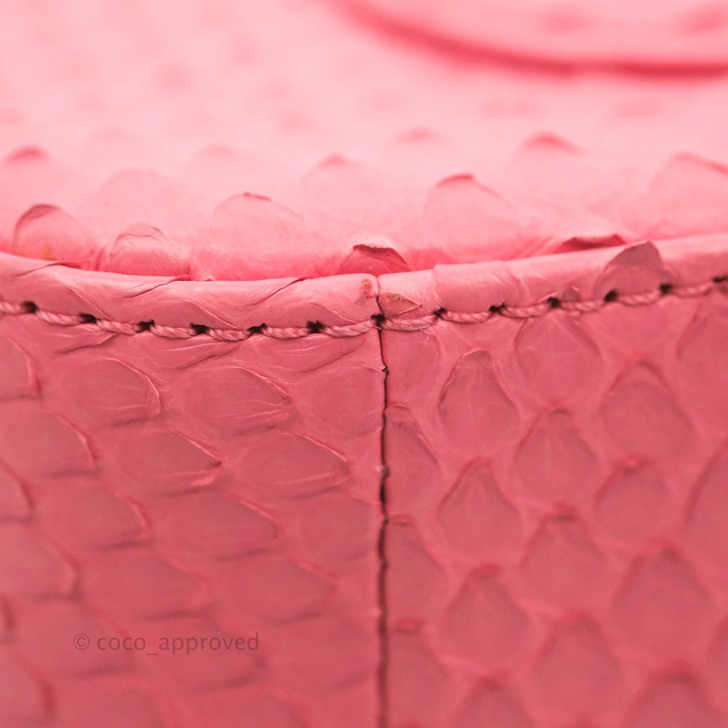 Chanel Quilted Mini Rectangular Python Pink Silver Hardware