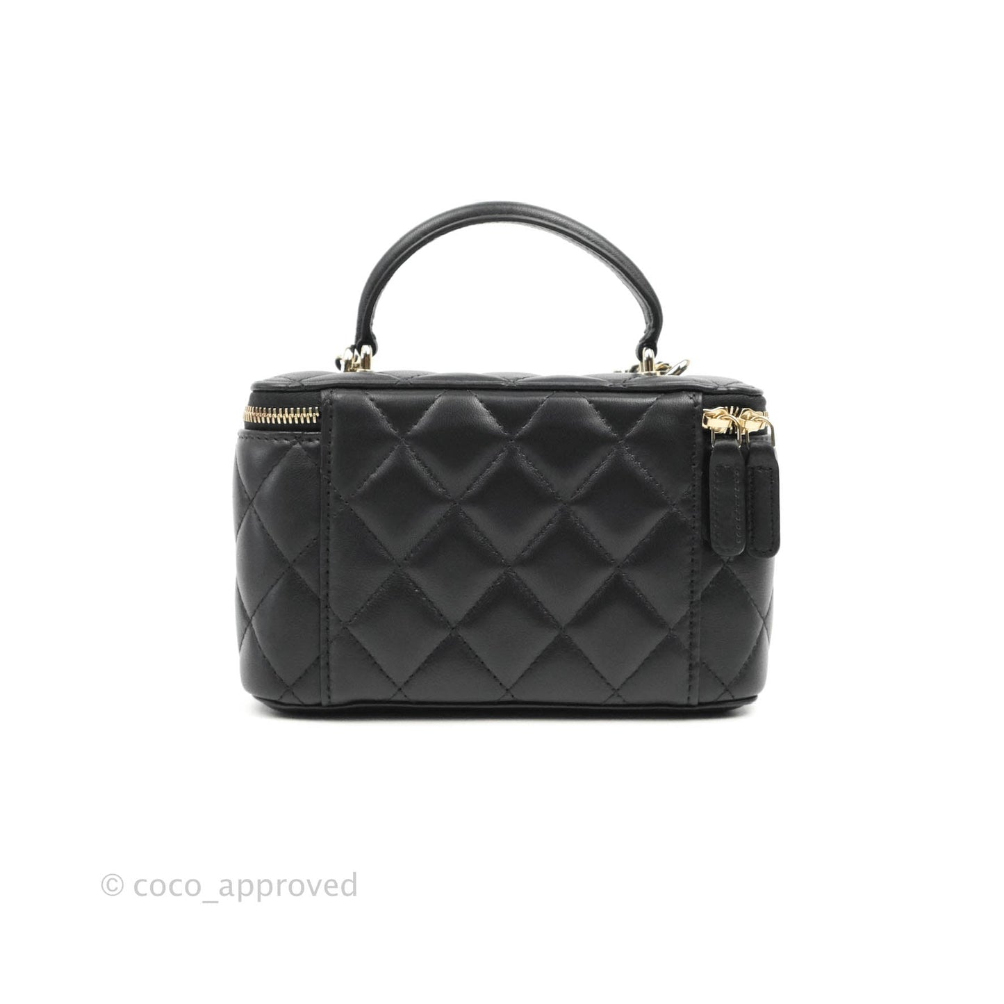 Chanel Vanity Rectangular Top Handle Black Lambskin Gold Hardware