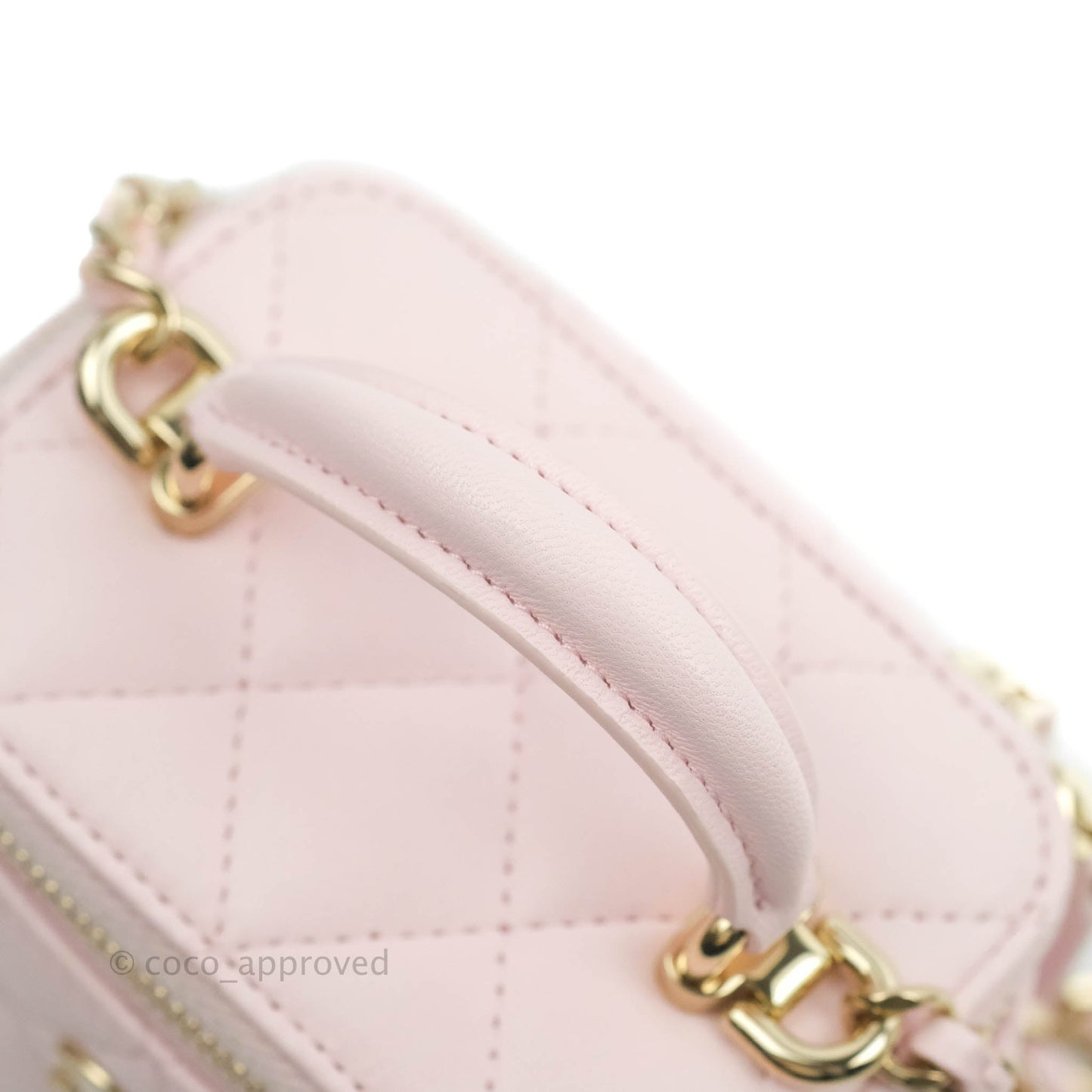 Chanel Mini Top Handle Vanity With Chain Light Pink Lambskin Gold Hardware
