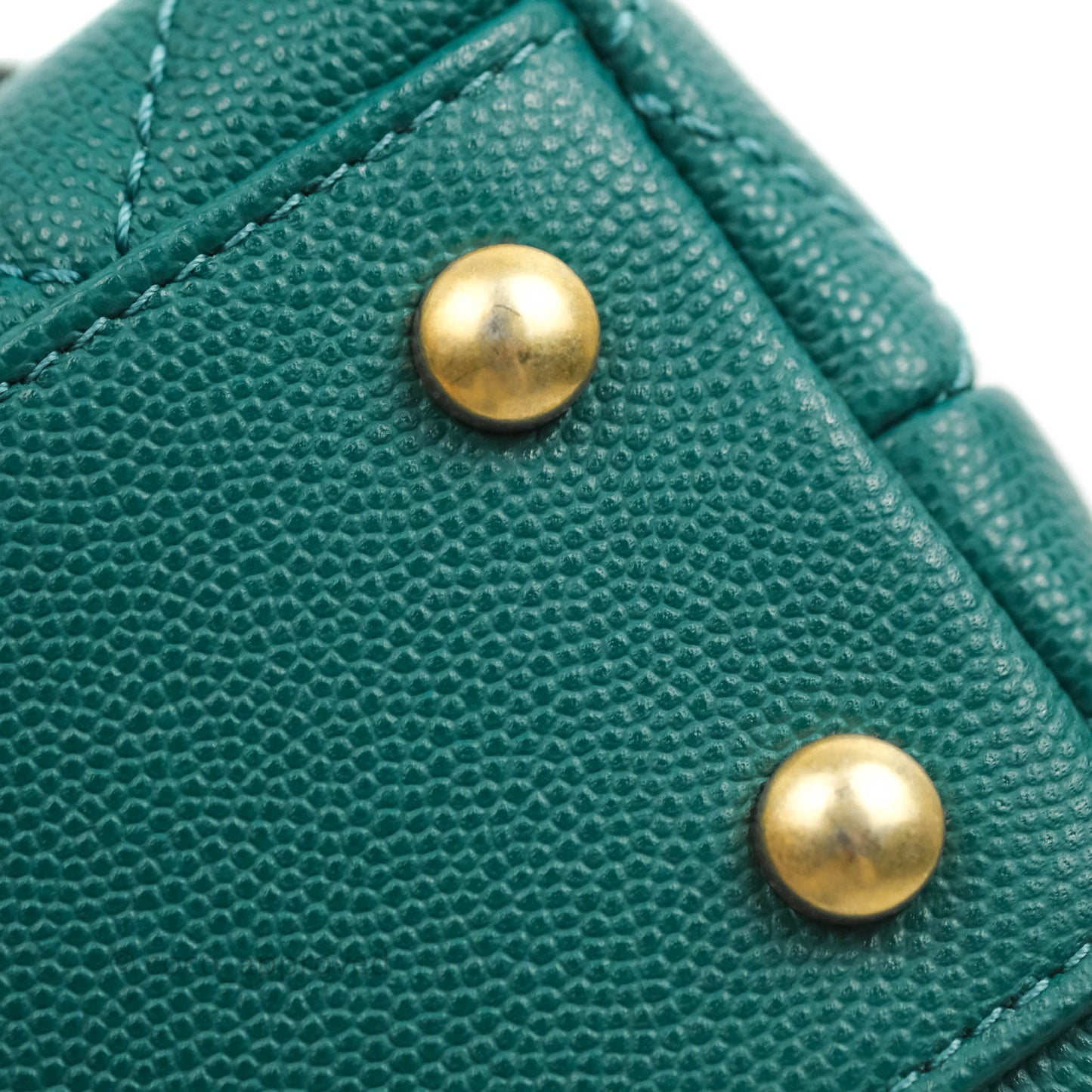 Chanel Small Quilted Coco Handle Teal Green Caviar Gold Hardware