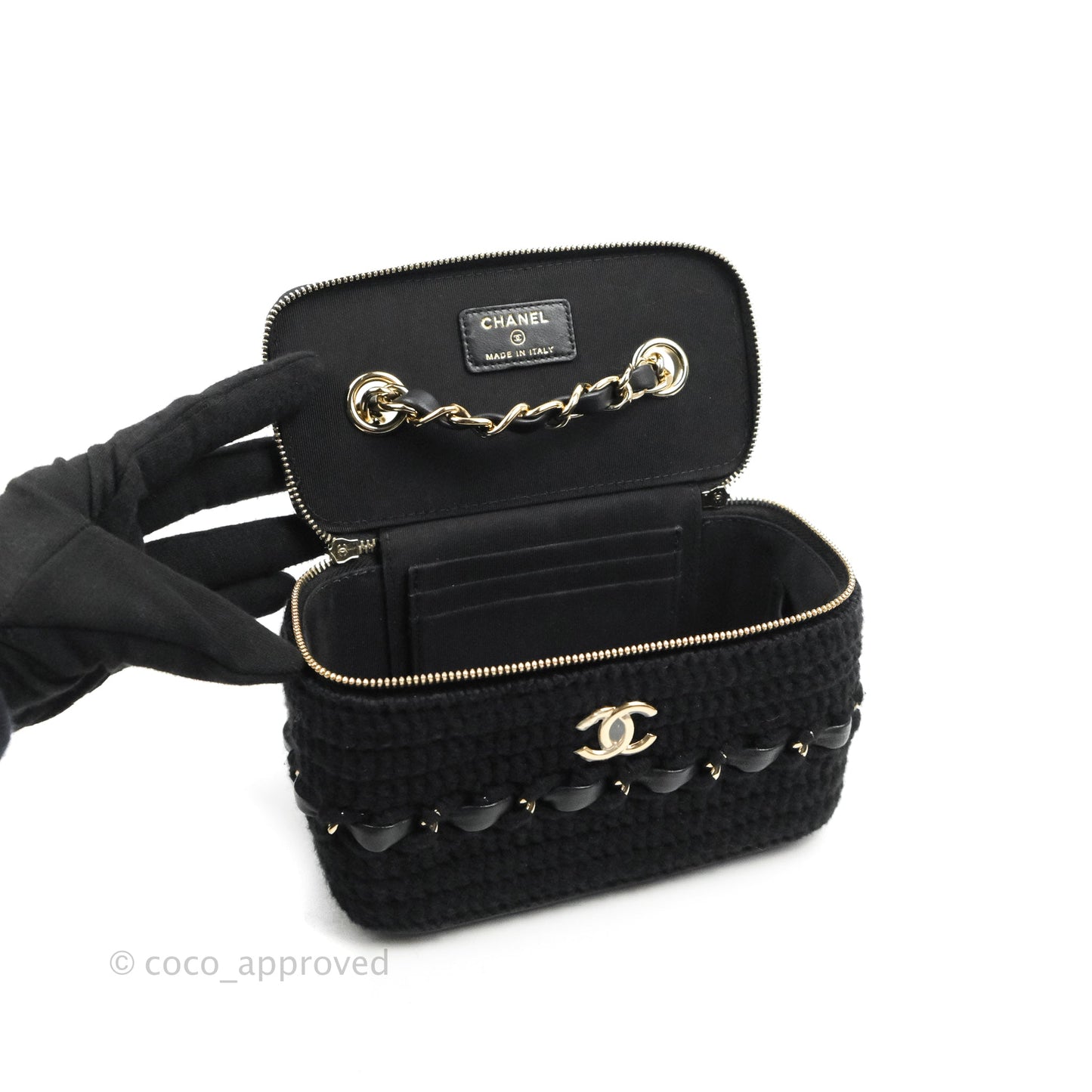 Chanel Vanity with Chain Crochet Black Lambskin Gold Hardware