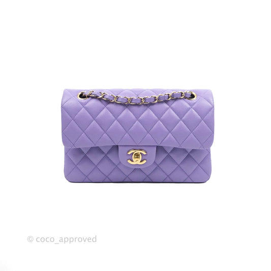 Chanel Small Classic Quilted Flap Purple Caviar Gold Hardware 20S