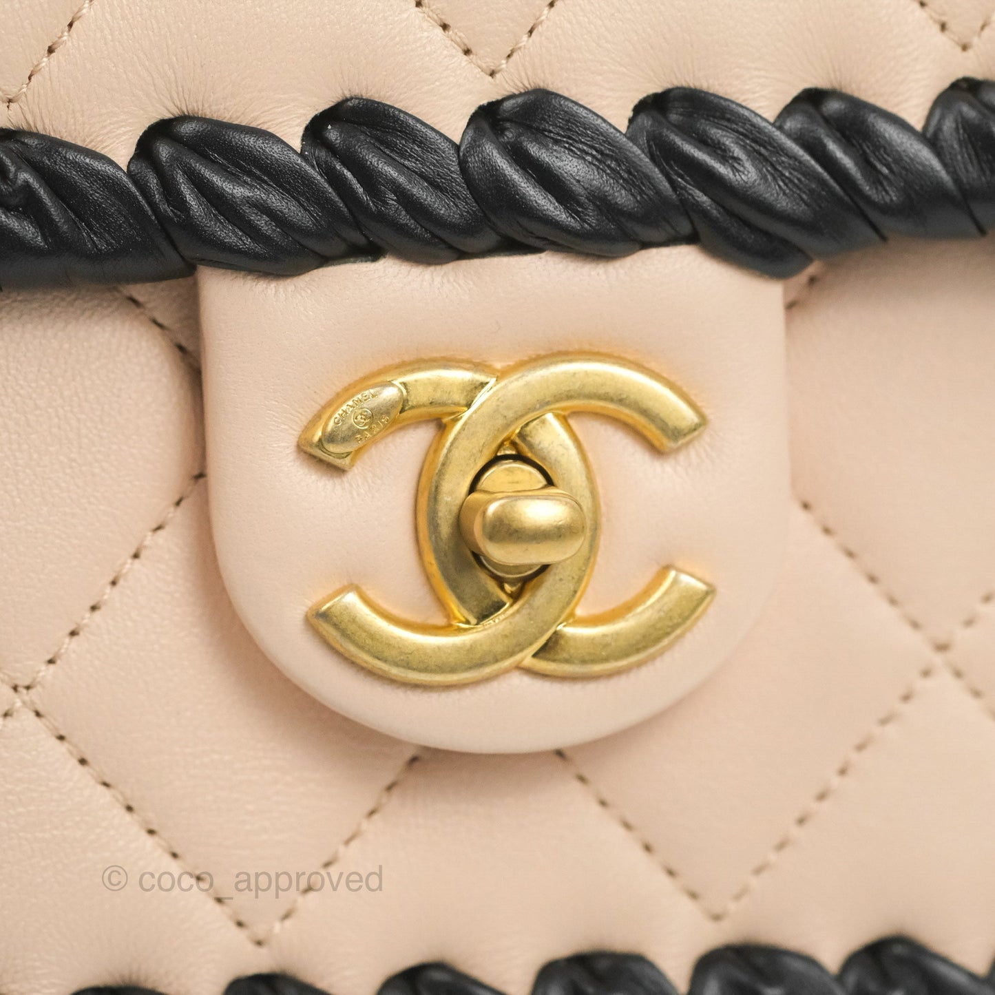Chanel Mini My Own Frame Flap Braided Beige Pink Calfskin 22S