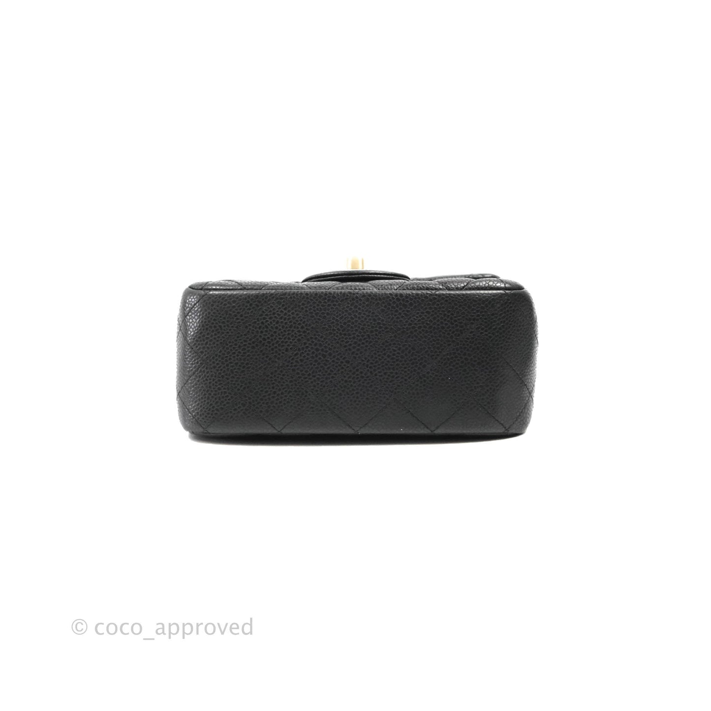 Chanel Quilted Mini Square Flap Bag Pearly Black Caviar Matte Gold Hardware