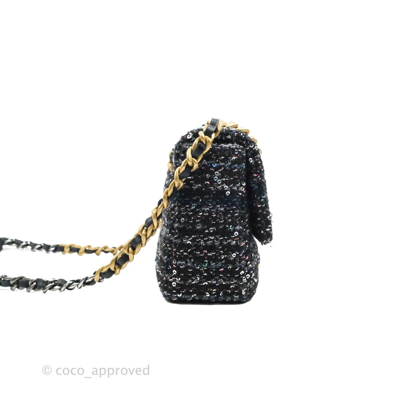 Chanel 19 Tweed Sequin Quilted Flap Black Multicolor