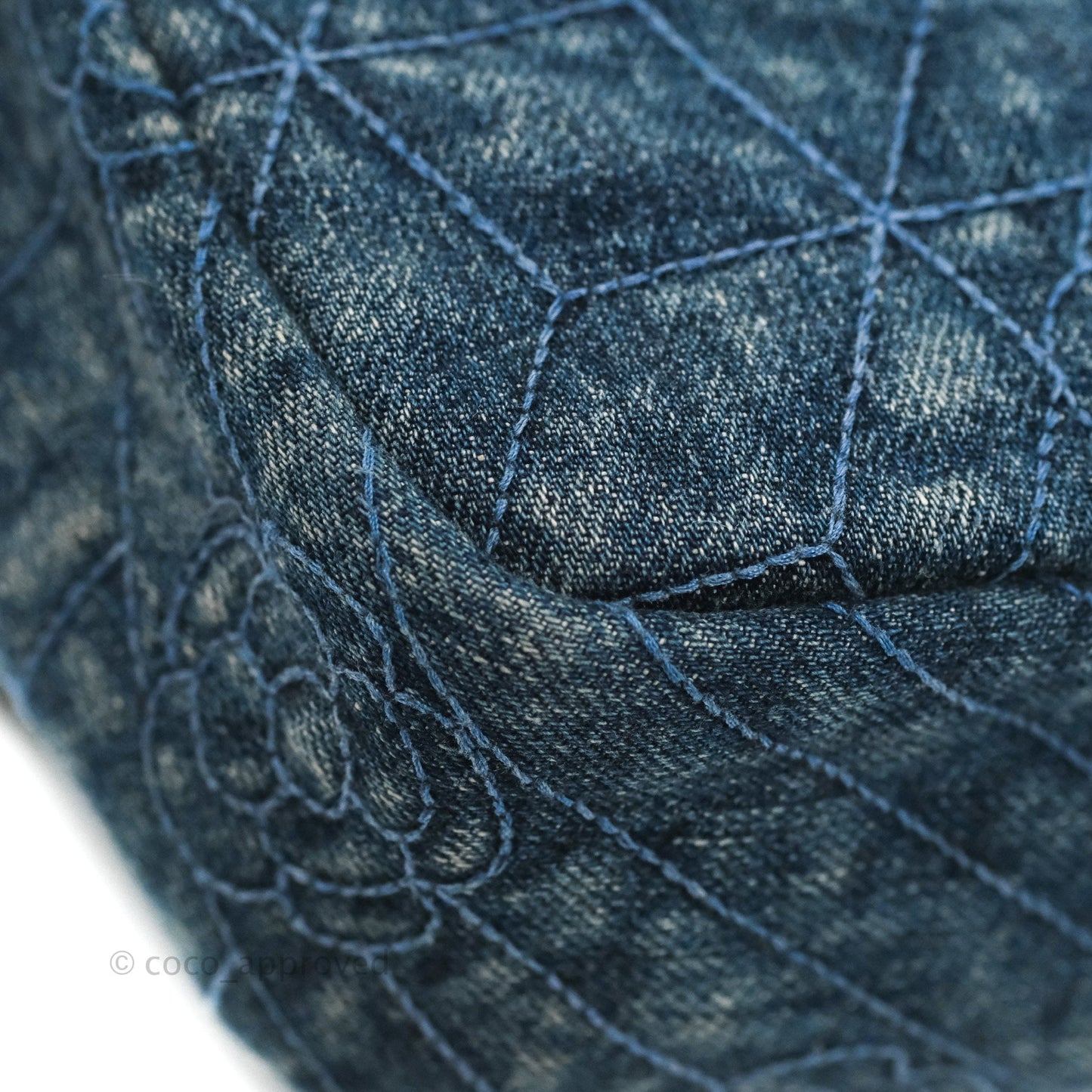 Chanel Camellia Embroidered Flap Bag Blue Washed Denim Silver Hardware