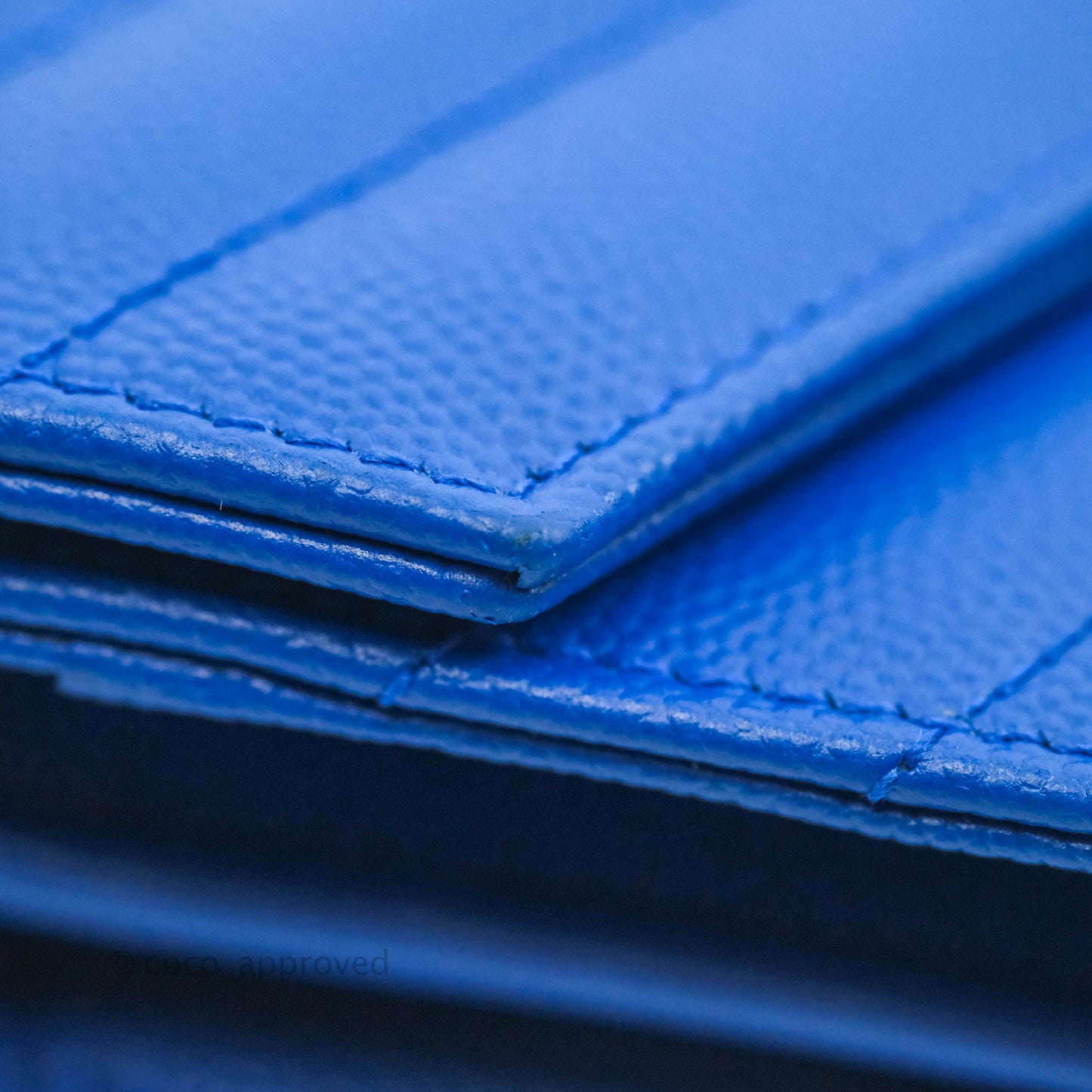 Saint Laurent Wallet on Chain Blue Grained Leather Gold Hardware