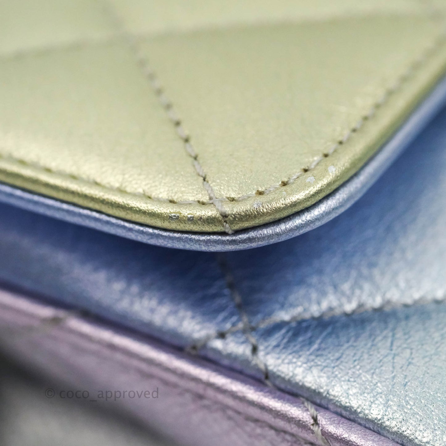 Chanel Wristlet Clutch Iridescent Rainbow Calfskin Leather 21K