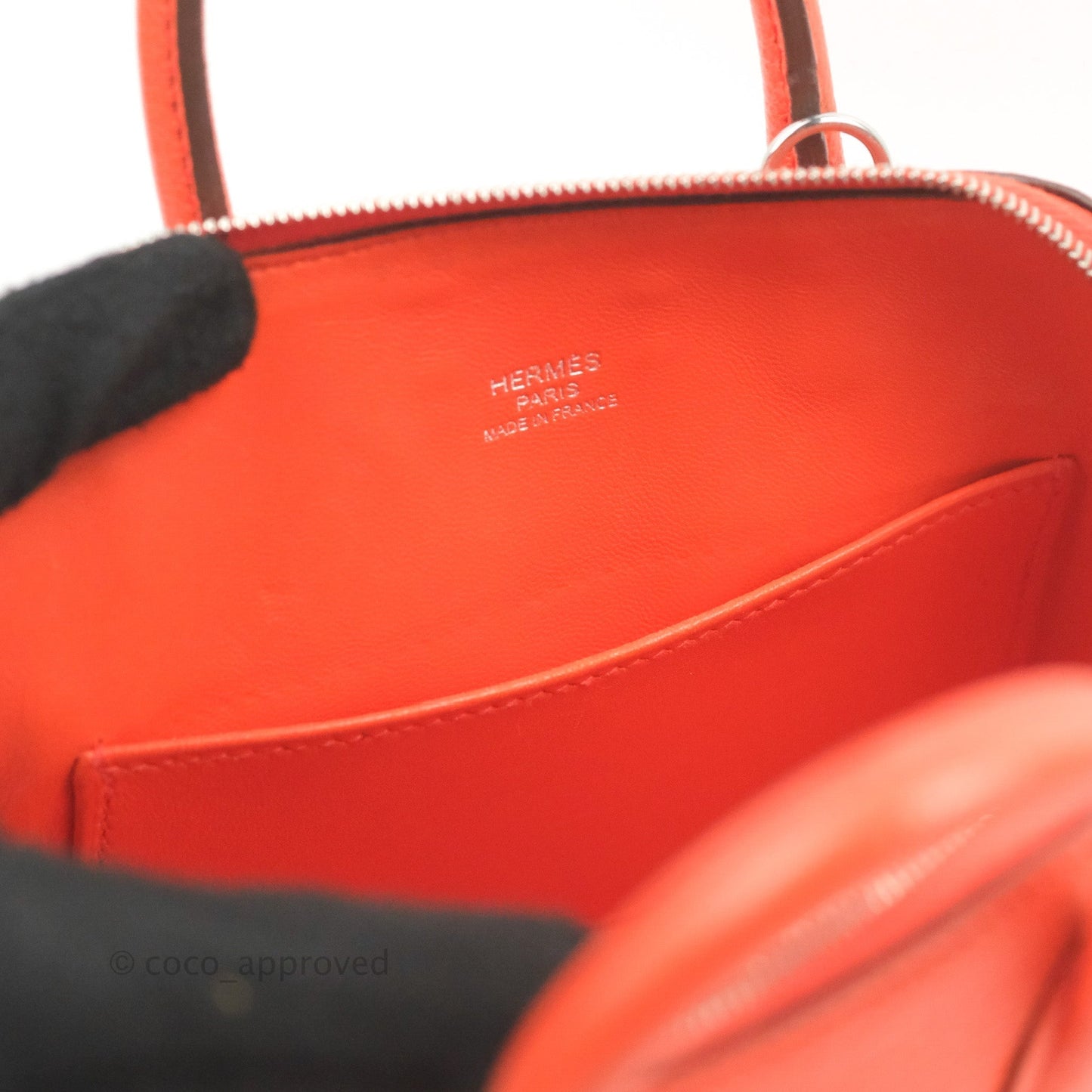 Hermès Bolide Mini 1923 Chevre Mysore Orange Poppy Palladium Hardware