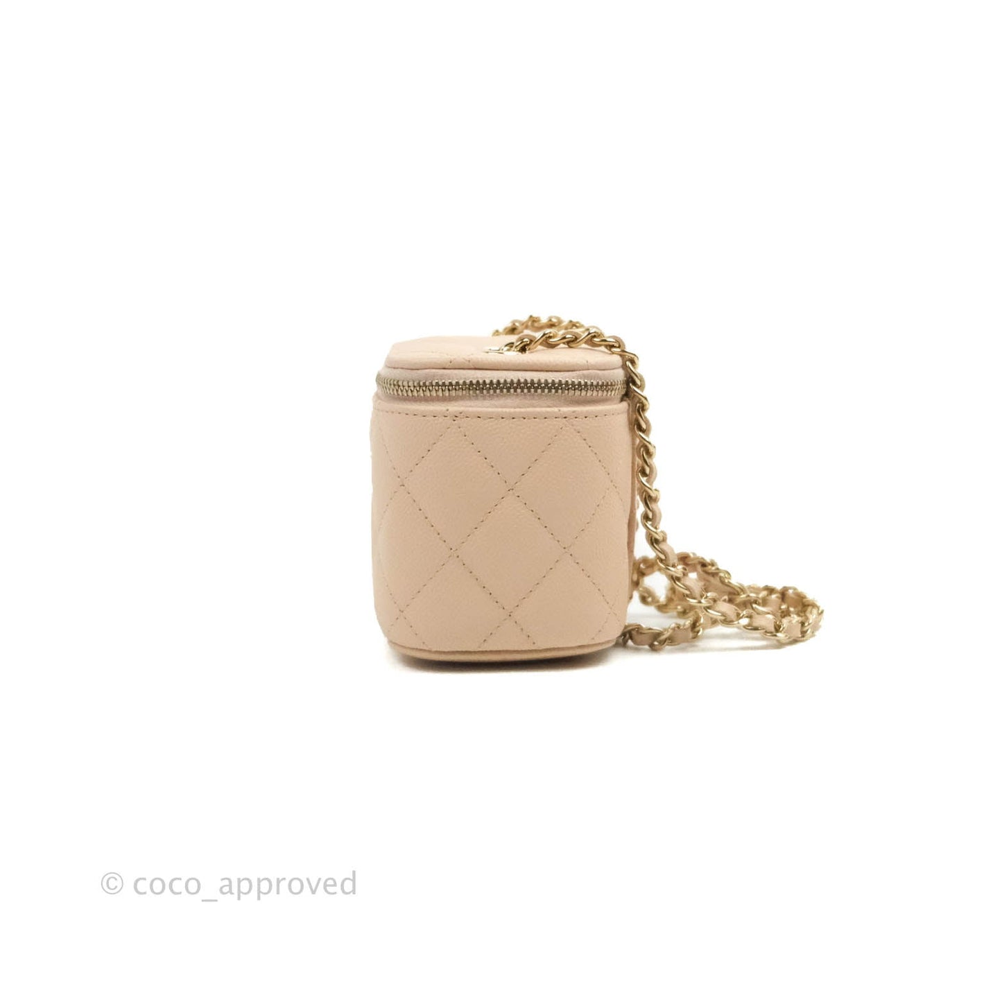 Chanel Classic Mini Vanity With Chain Light Beige Caviar Gold Hardware